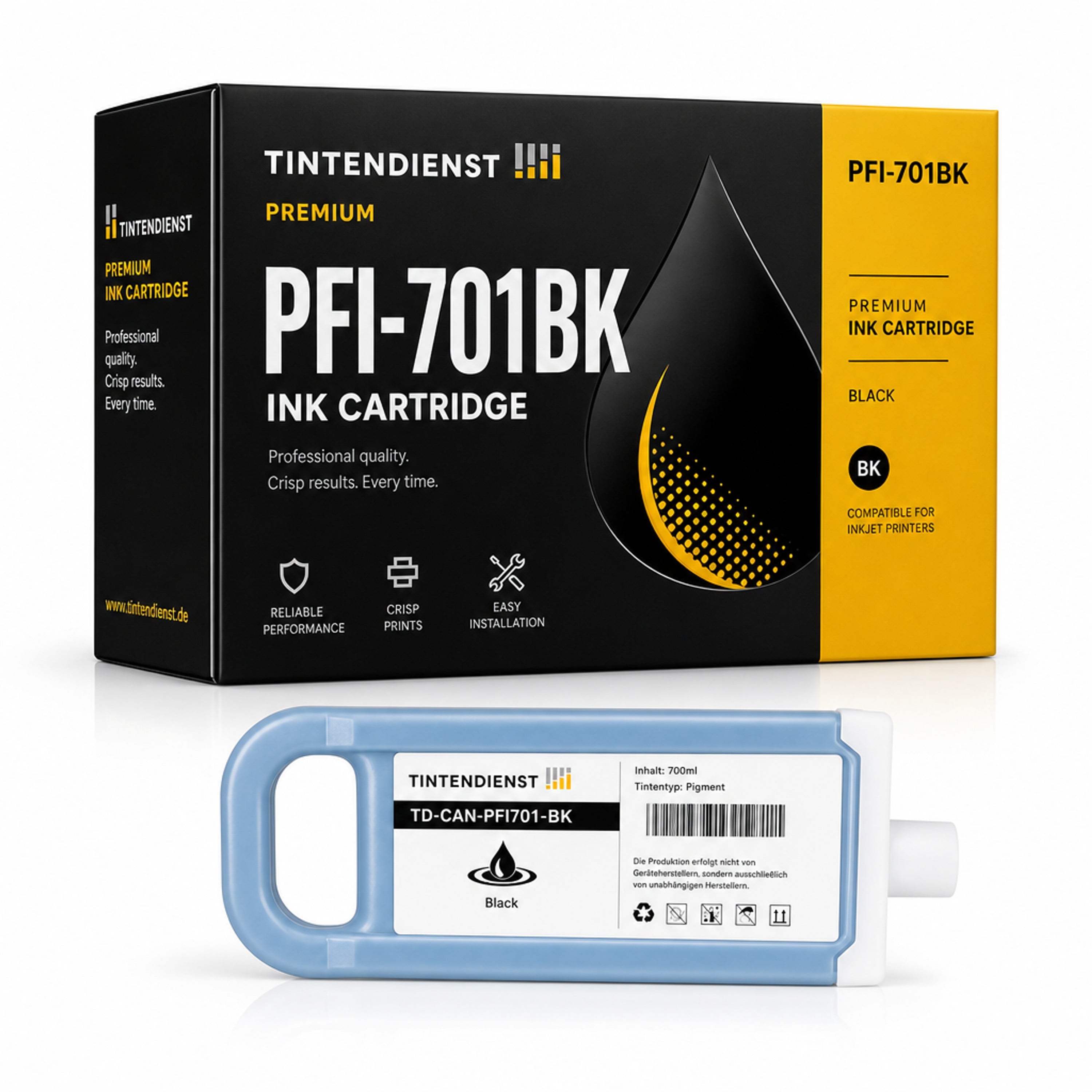 Druckerpatrone kompatibel zu Canon PFI-701BK, schwarz