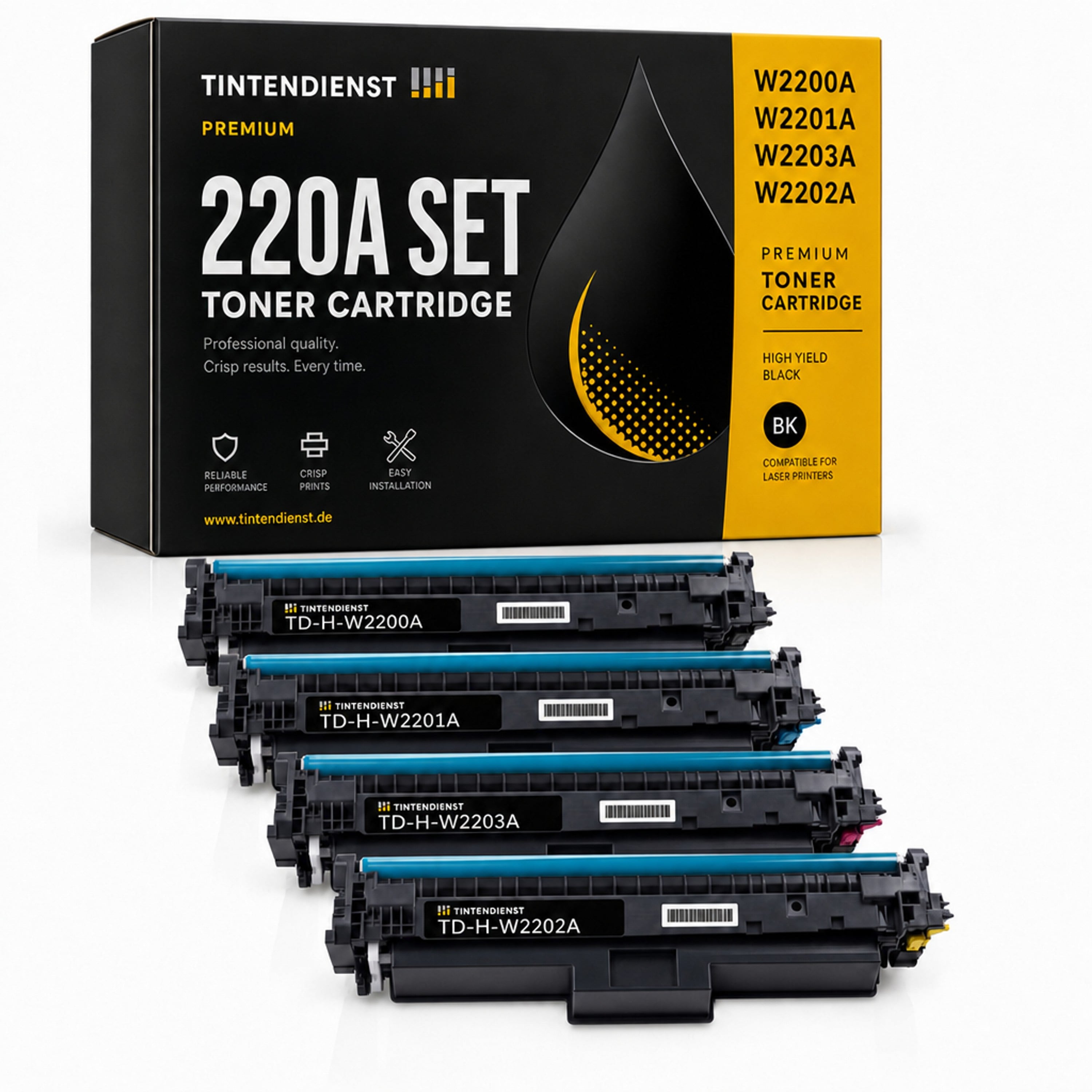Set kompatibel zu HP W2200A, 4 Toner