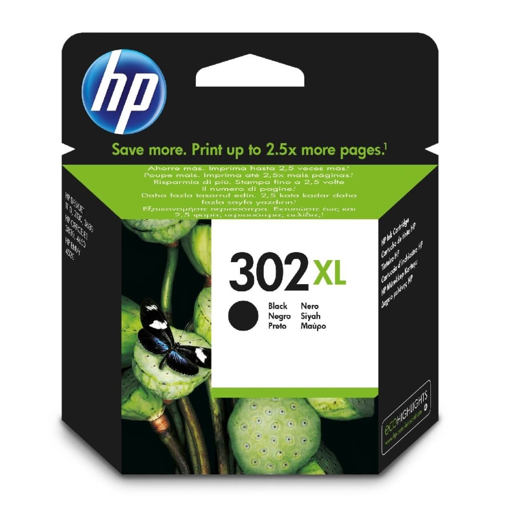 Original HP Tintenpatrone F6U68AE / 302XL Schwarz [XL Füllmenge]