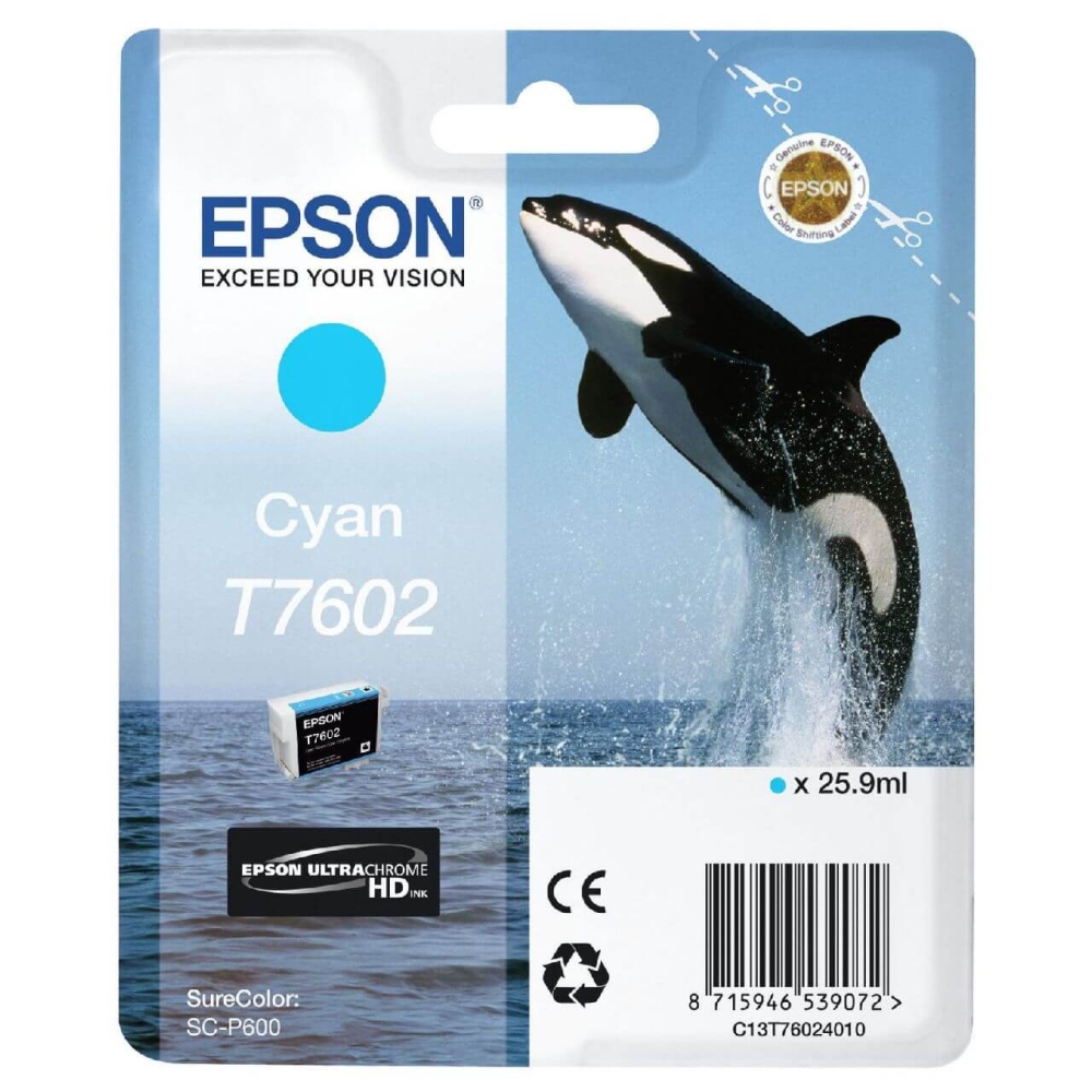 Original Epson Tintenpatrone C13T76024010 / T7602 Cyan