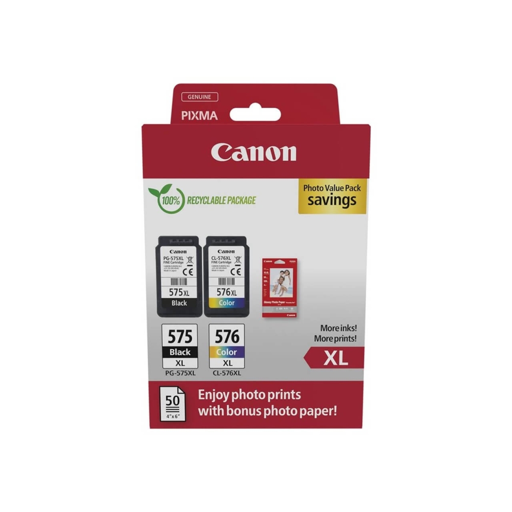 Original Canon Tintenpatrone 5437C006 / PG-575XL+CL-576XL Schwarz,Color (Cyan,Magenta,Gelb) [XL Füllmenge]