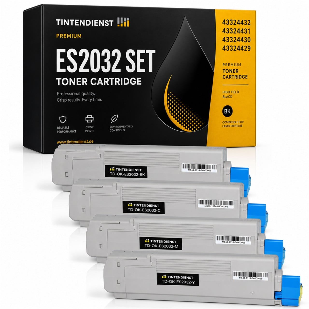 OKI 43324432 Toner Multipack 4er (schwarz, cyan, magenta, gelb) – Tintendienst kompatibel