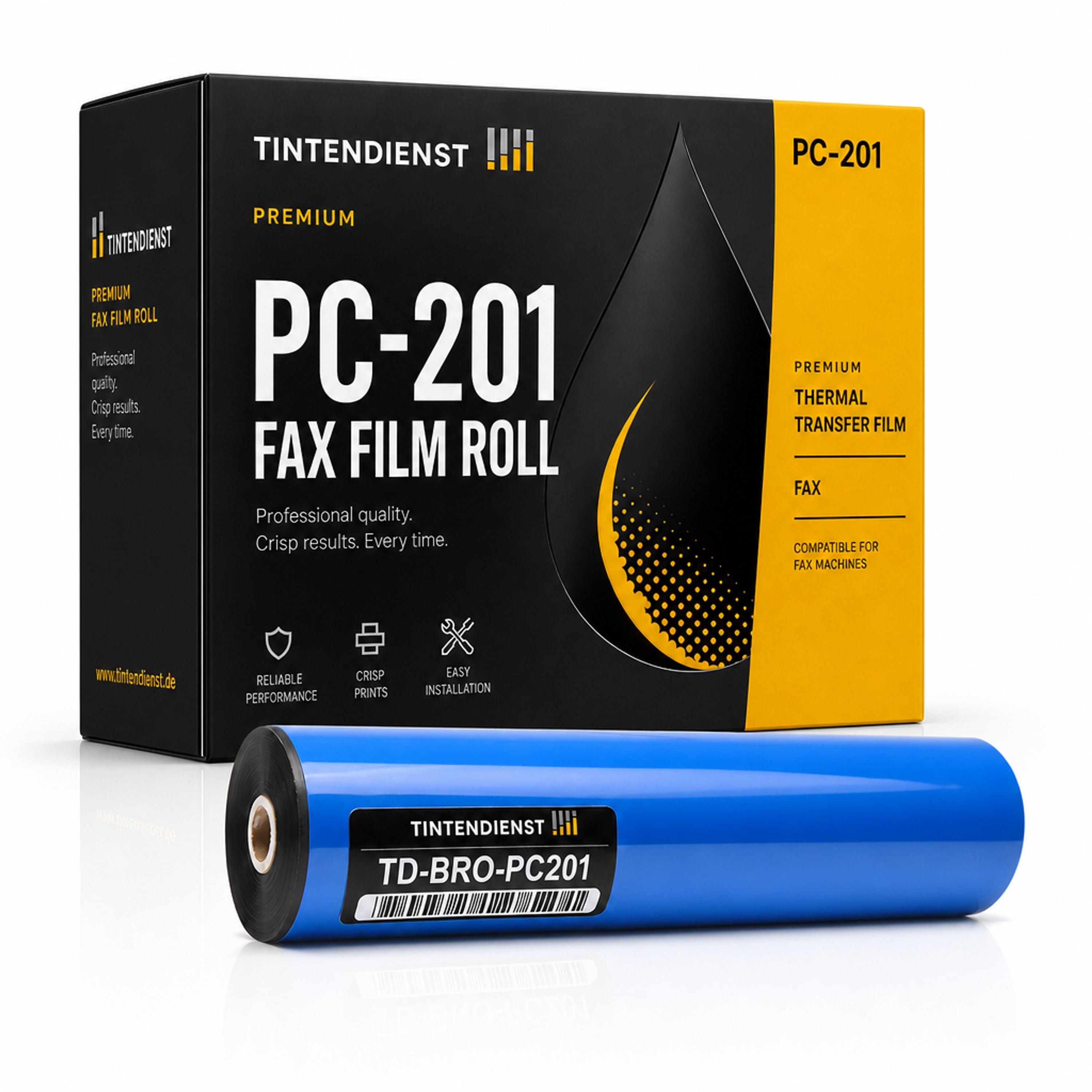 Thermorolle kompatibel zu Brother PC-201, schwarz