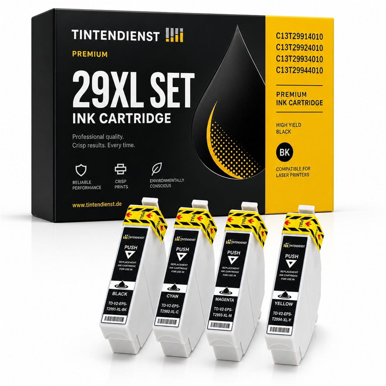 Epson 29XL (C13T29914010) Druckerpatrone Multipack 4er (schwarz, cyan, magenta, gelb) – Tintendienst kompatibel