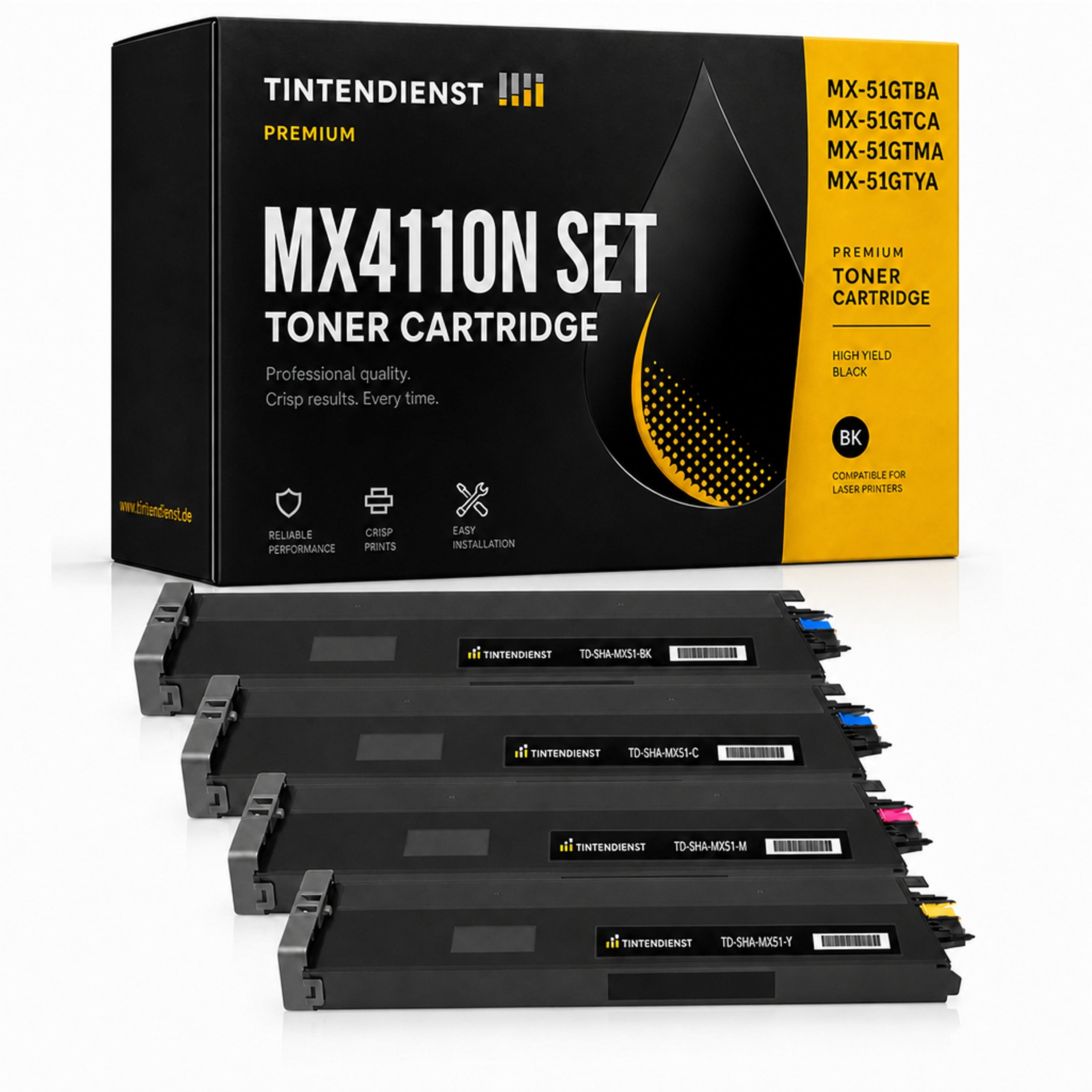 Set kompatibel zu Sharp MX-51GTBA, 4 Toner