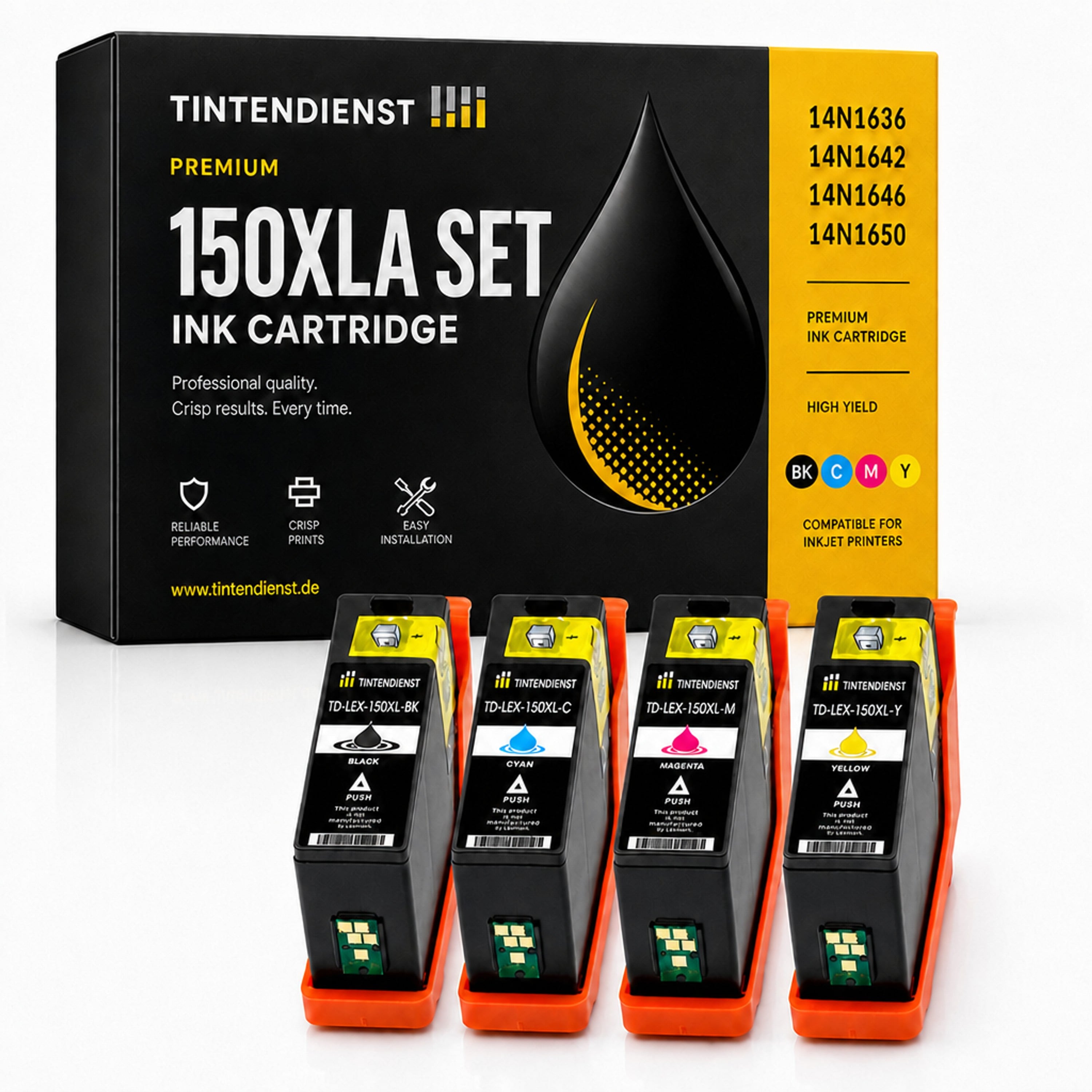 Set kompatibel zu Lexmark 14N1636, 4 Patronen