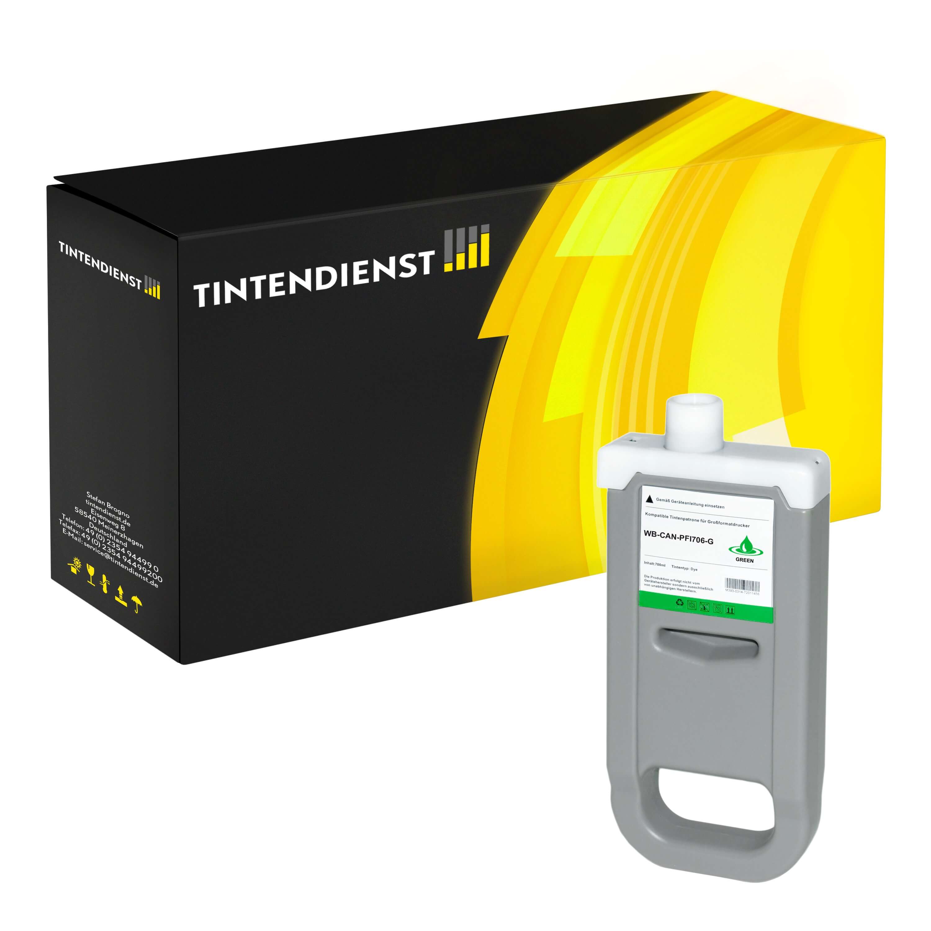 Tintendienst kompatibel für Canon Tintenpatrone 6688B001 / PFI-706G Grün