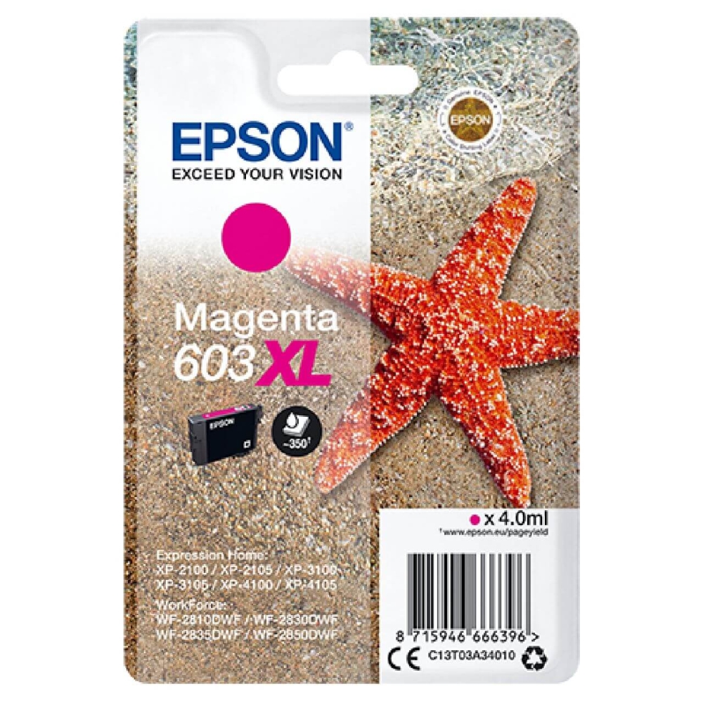 Original Epson Tintenpatrone C13T03A34010 / 603XL Magenta [XL Füllmenge]