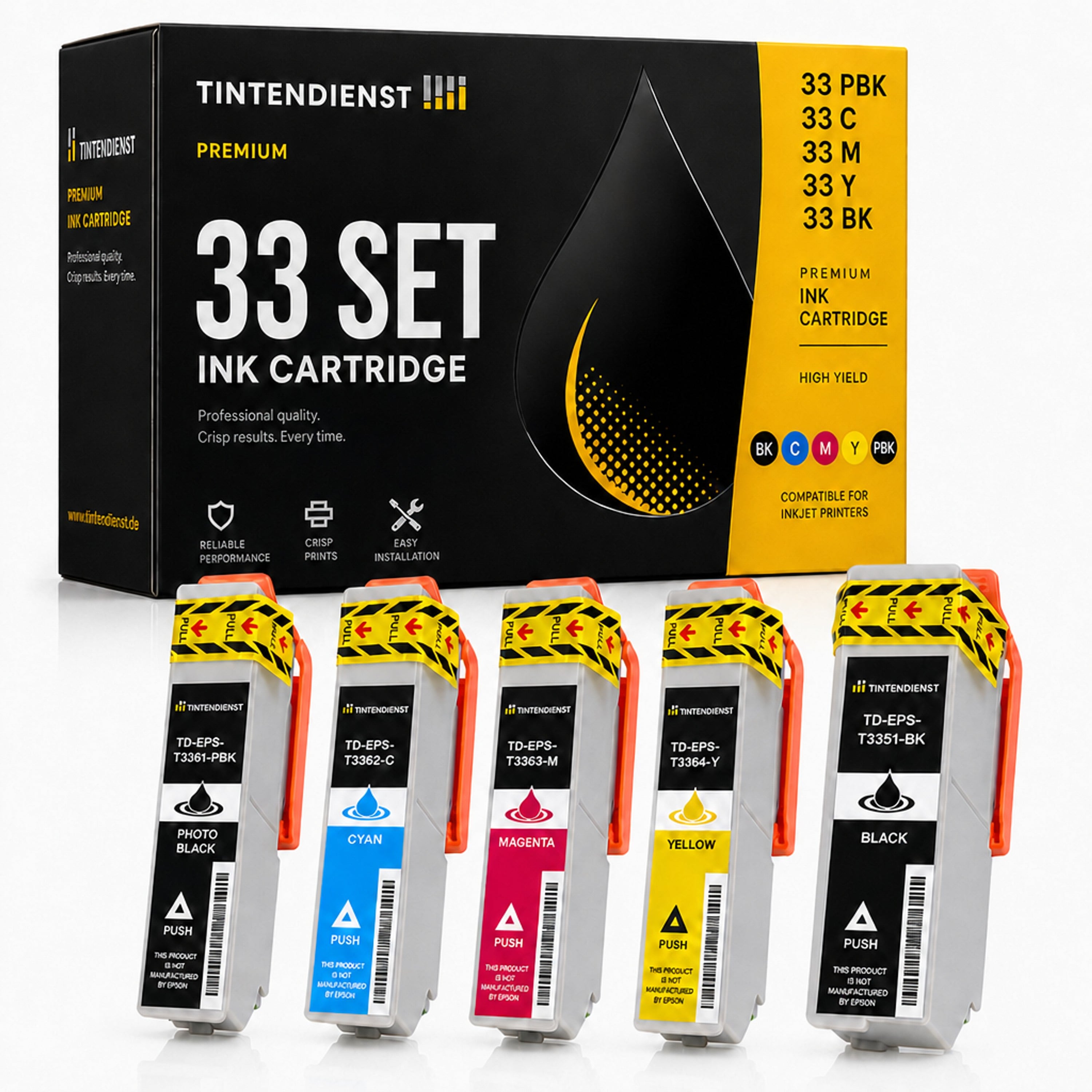 Set kompatibel zu Epson C13T33414010, 5 Patronen