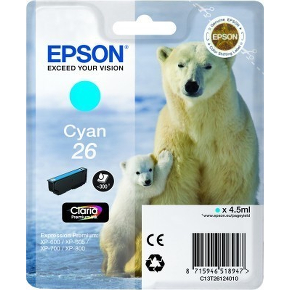 Epson 26 Druckerpatrone (C13T26124012) cyan – Original Epson