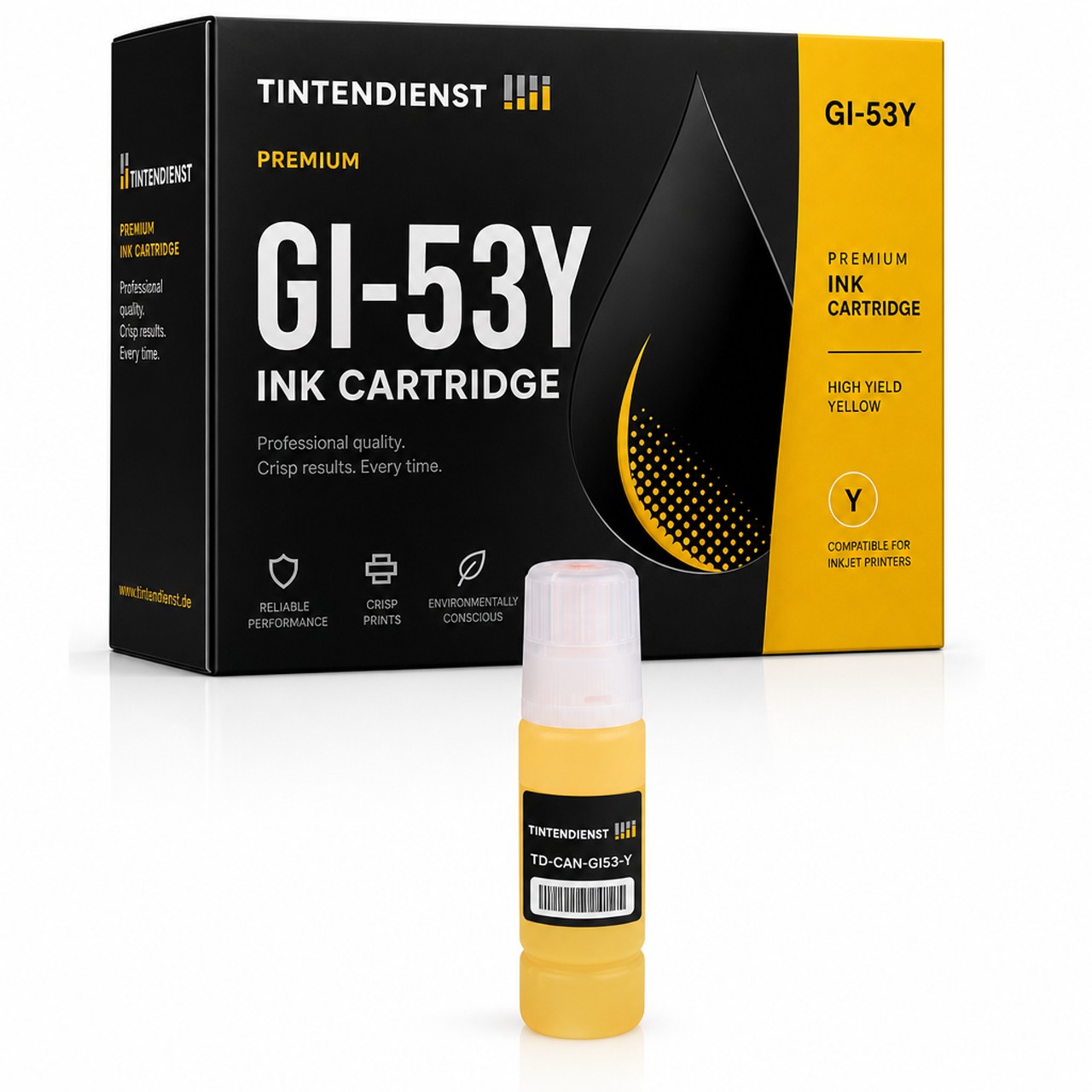 Tintendienst kompatibel für Canon Tintenpatrone 4690C001 / GI-53Y Gelb
