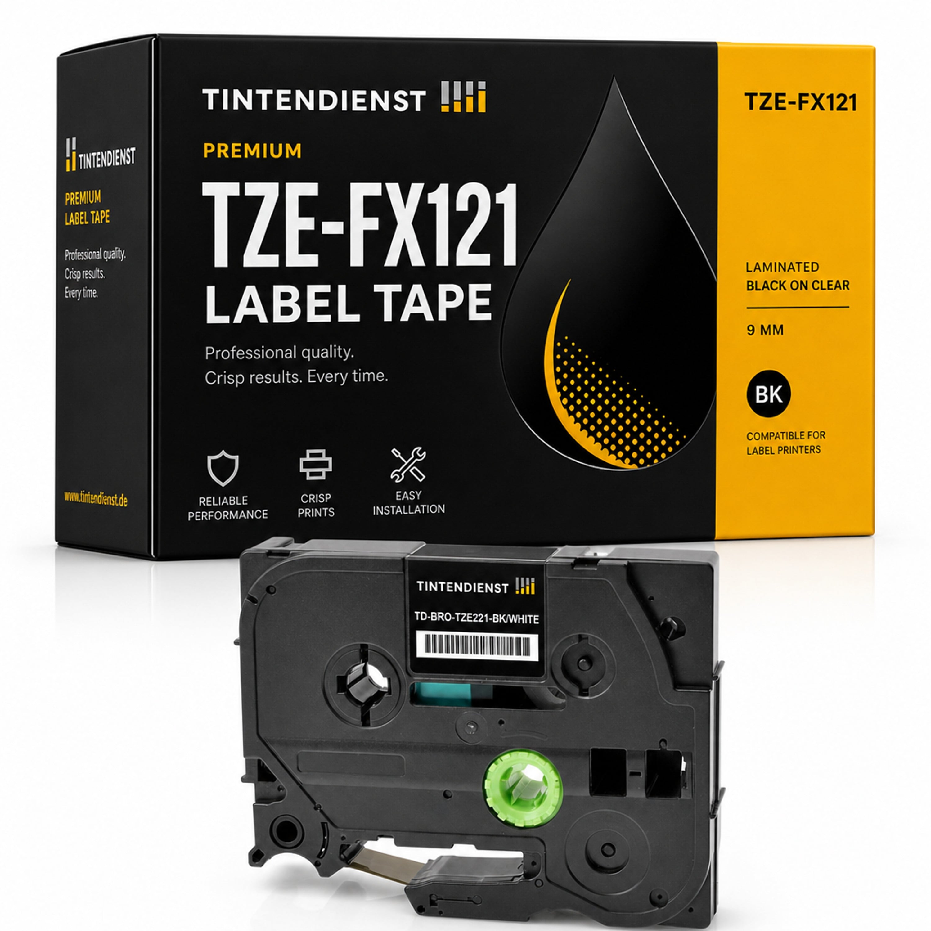 Schriftband kompatibel zu Brother TZE-FX121, schwarz auf transparent