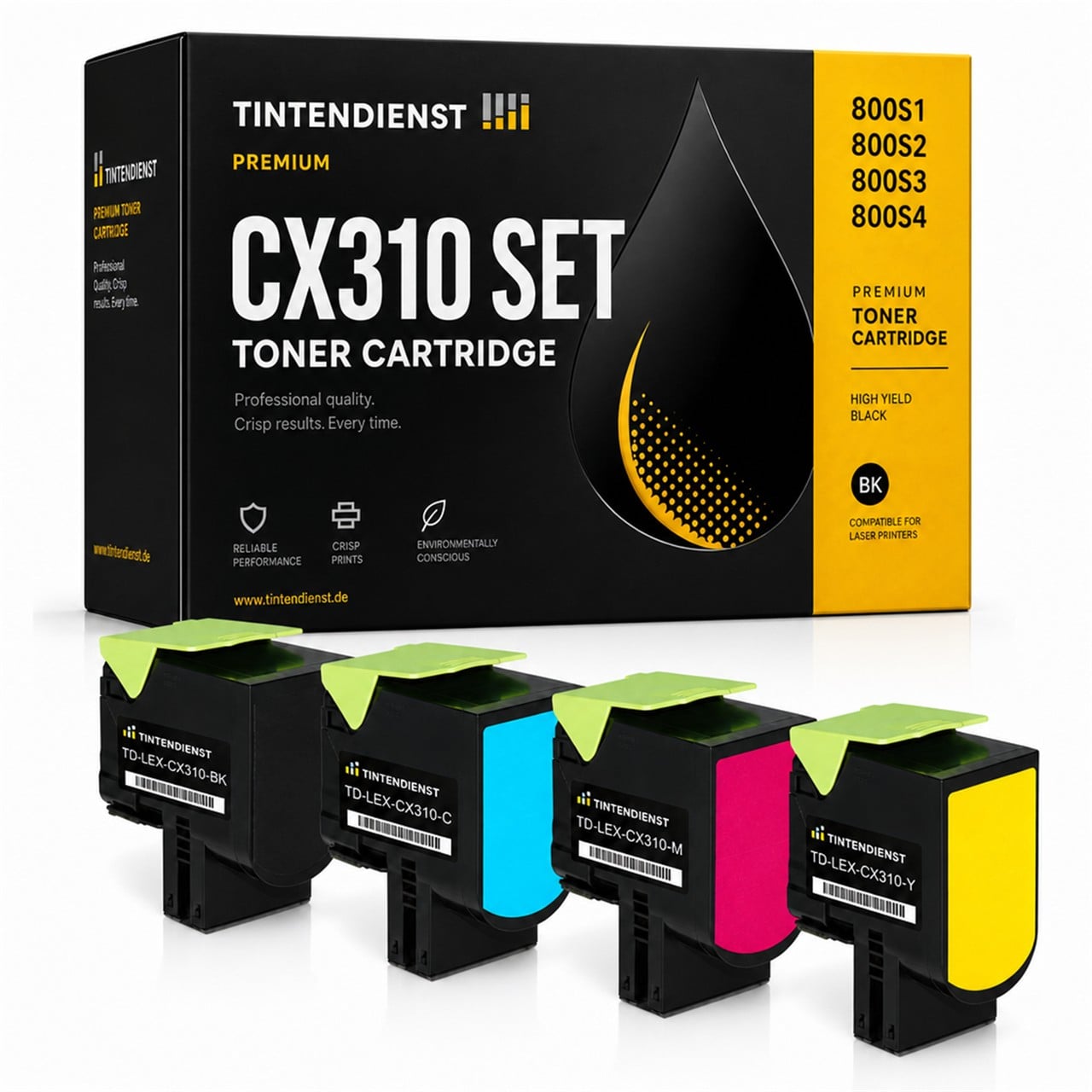 Lexmark 800S (80C0S10) Toner Multipack 4er (schwarz, cyan, magenta, gelb) – Tintendienst kompatibel