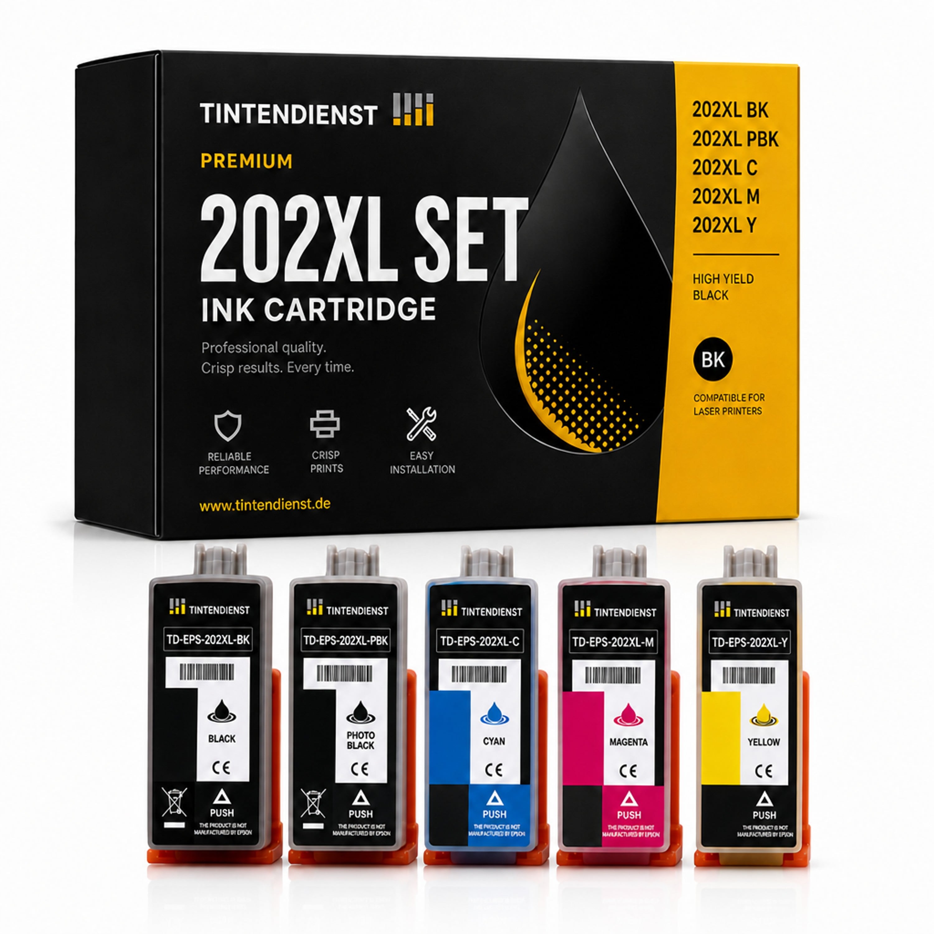 Set kompatibel zu Epson C13T02G14010 XL, 5 Patronen