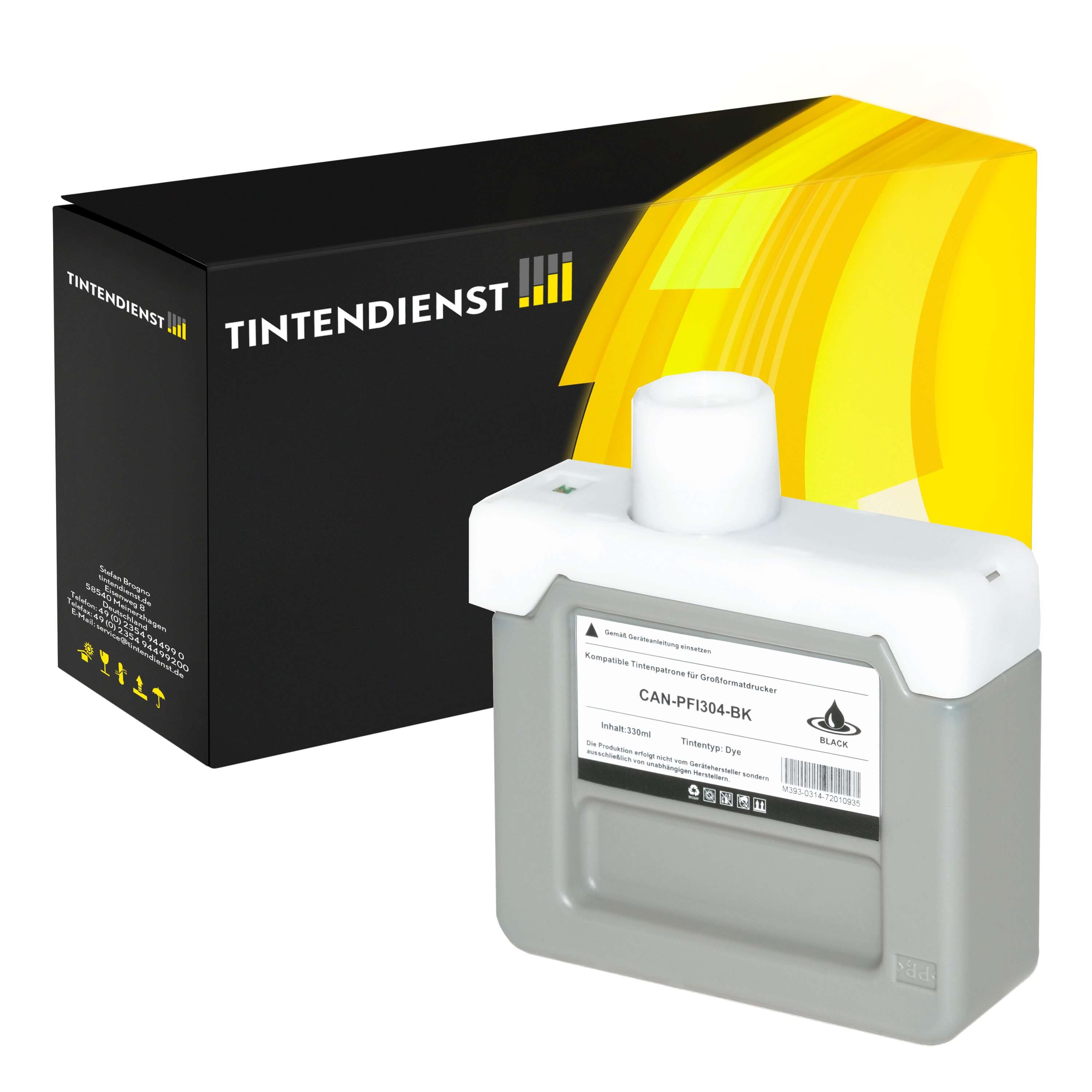 Tintendienst kompatibel für Canon Tintenpatrone 3849B005 / PFI-304BK Schwarz