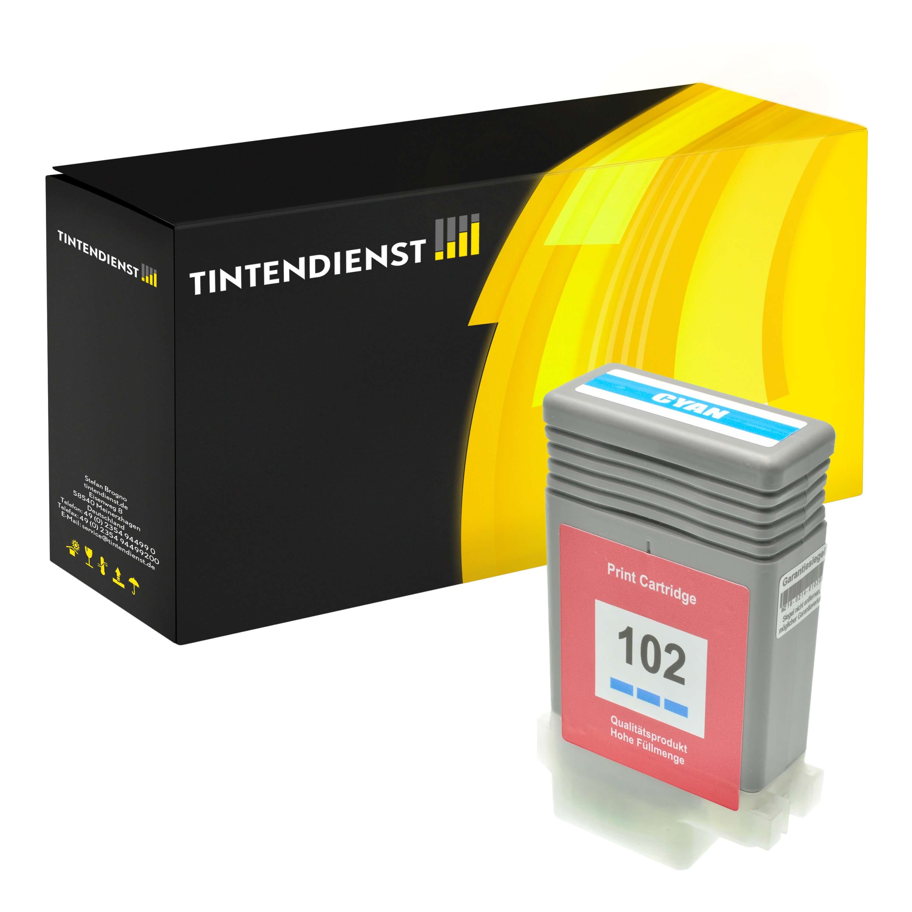 Tintendienst kompatibel für Canon Tintenpatrone 0896B001 / PFI-102C Cyan