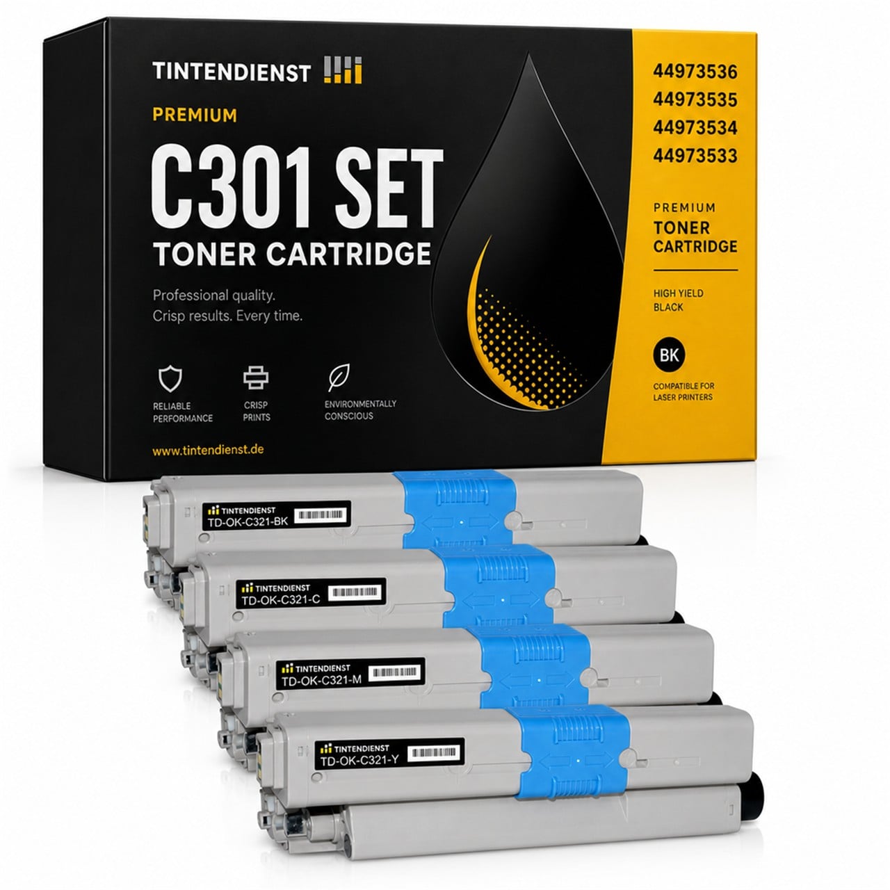 OKI 44973536 Toner Multipack 4er (schwarz, cyan, magenta, gelb) – Tintendienst kompatibel