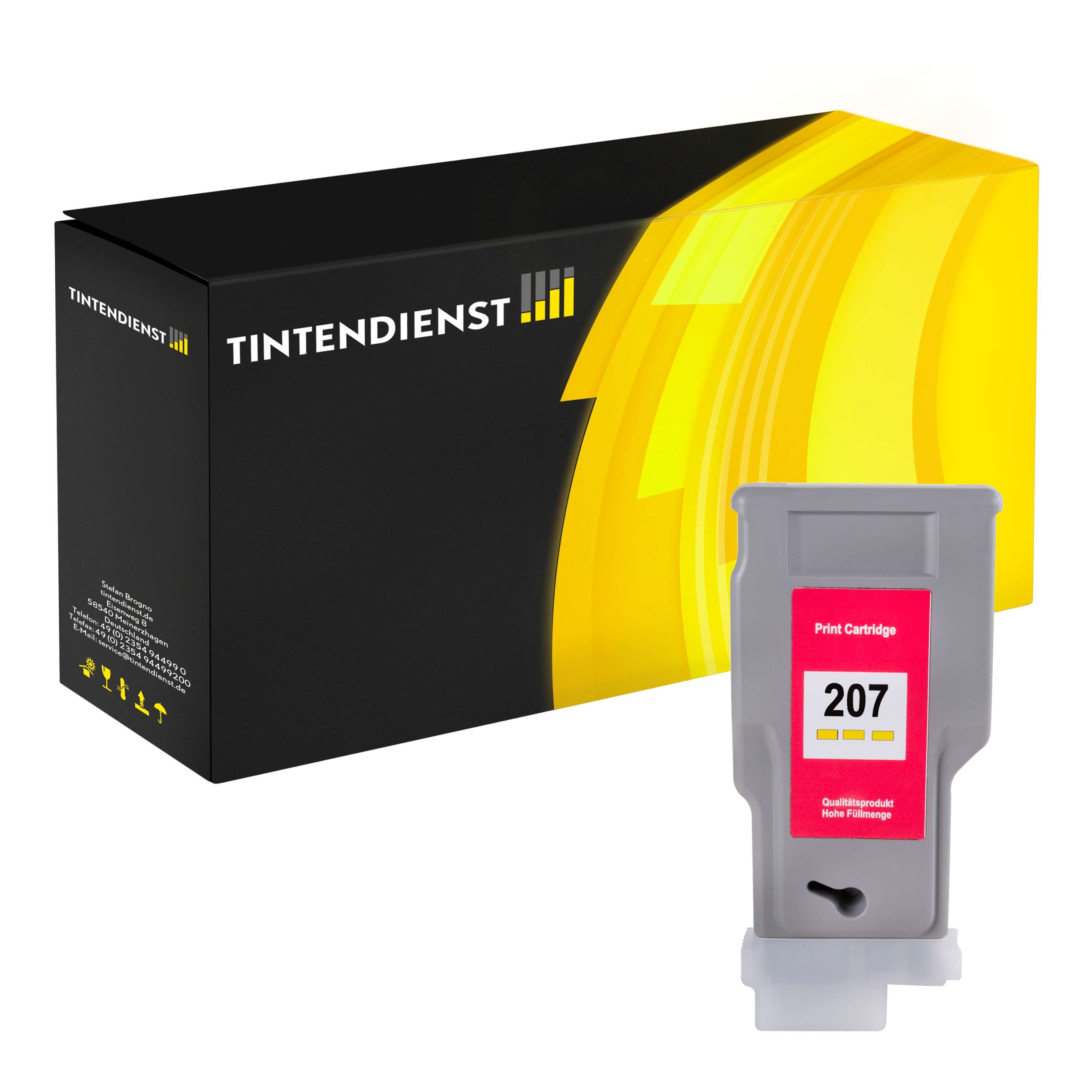 Tintendienst kompatibel für Canon Tintenpatrone 8792B001 / PFI-207Y Gelb