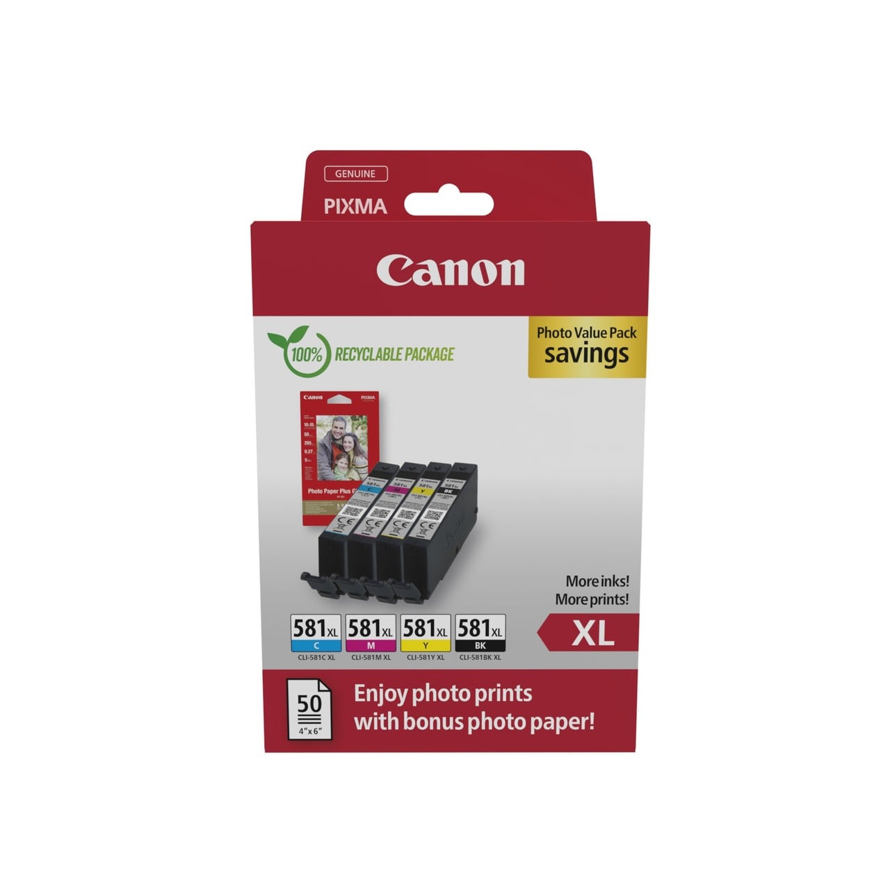 Original Canon Multipack 2052C006 CLI-581XL BK/C/M