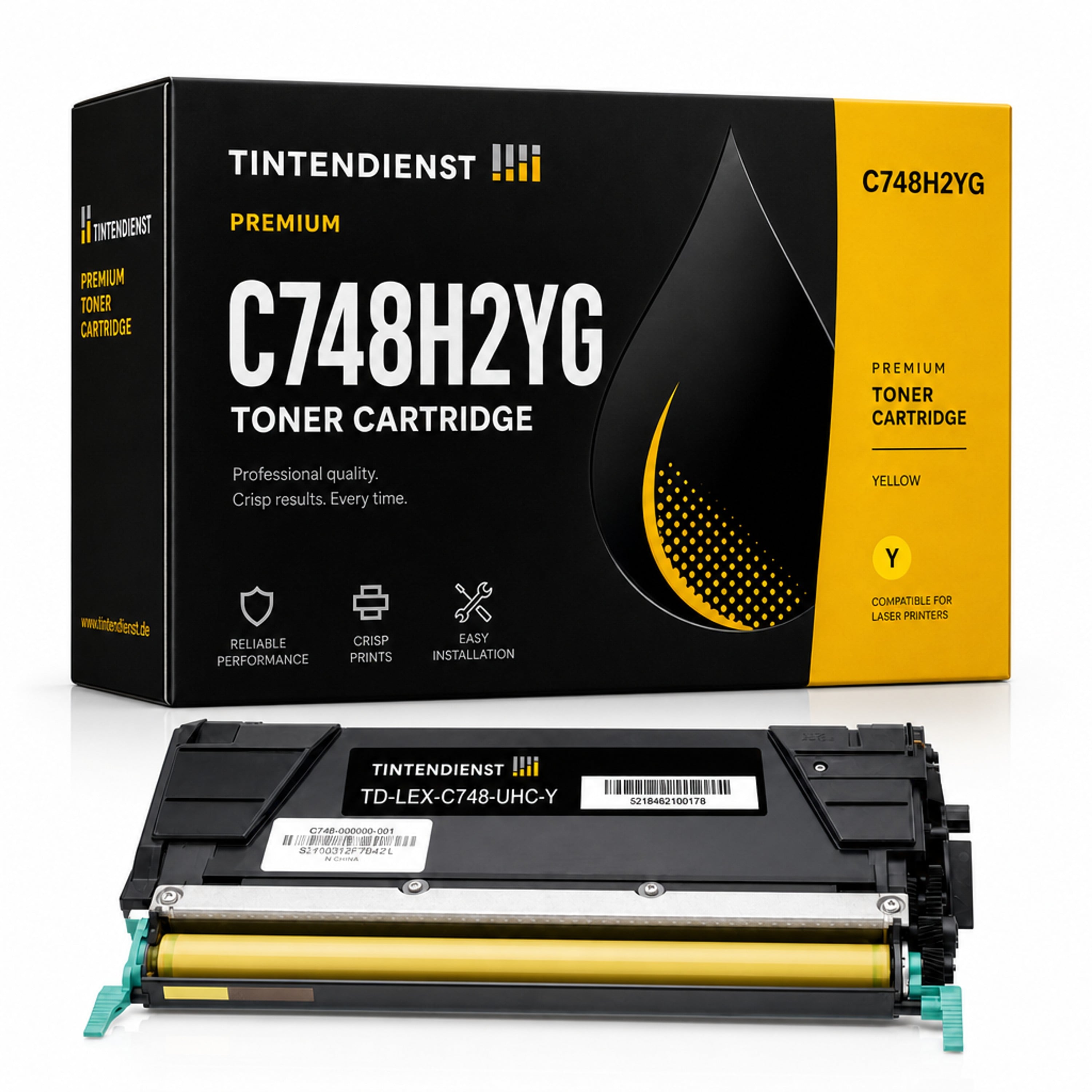 Toner kompatibel zu Lexmark C748H2YG, gelb