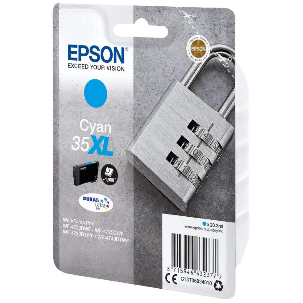 Original Epson Tintenpatrone C13T35924010 / 35XL Cyan [XL Füllmenge]