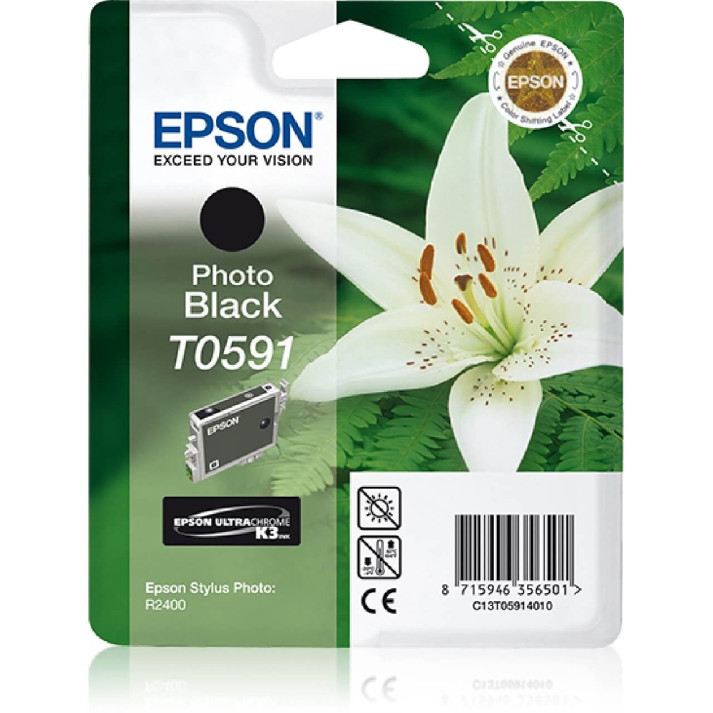 Original Epson Tintenpatrone C13T05914010 / T0591 Photo Schwarz