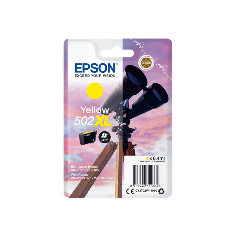 Original Epson Tintenpatrone C13T02W44010 / 502XL Gelb [XL Füllmenge]