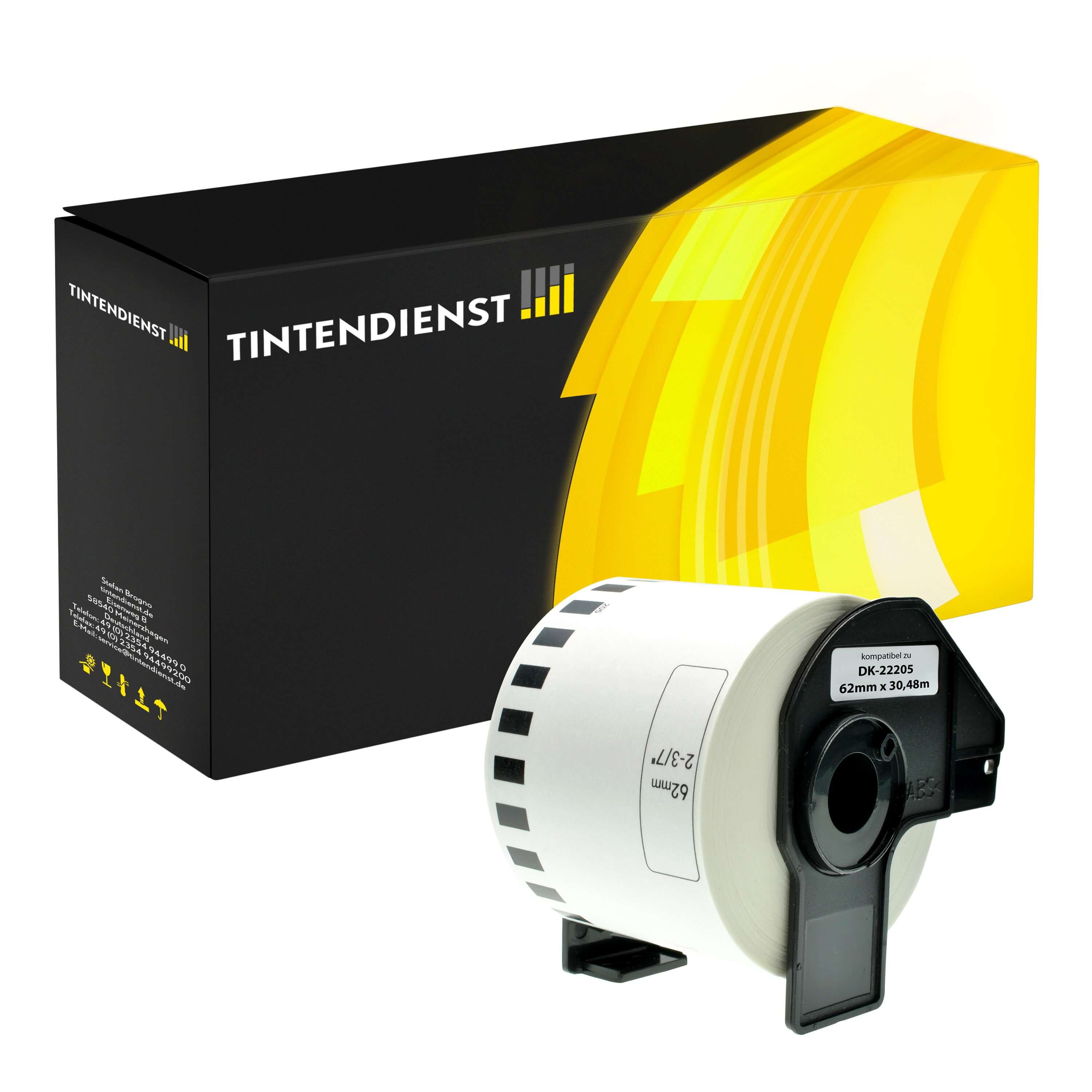 Tintendienst Etiketten Brother DK22205 62mm x 30,48m