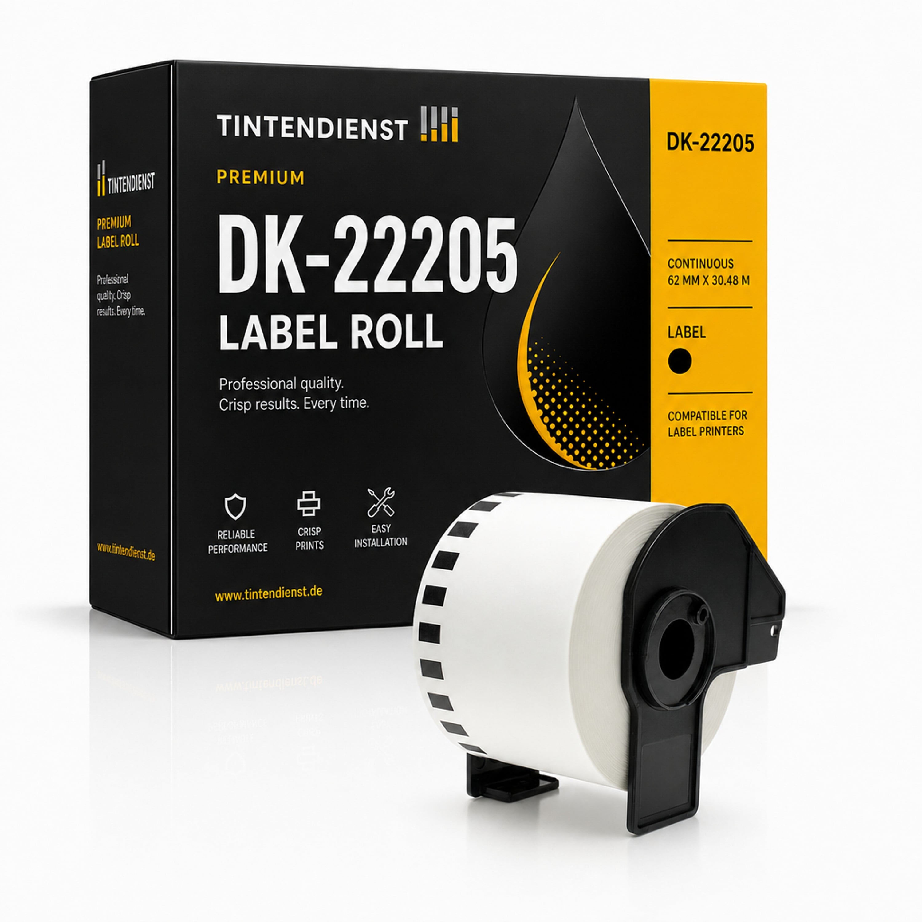 Etikett kompatibel zu Brother DK-22205, 62 mm x 30,48 m
