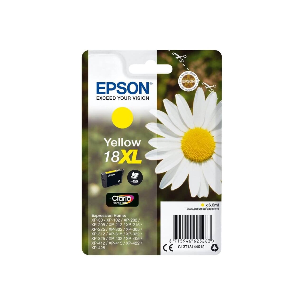 Original Epson Tintenpatrone C13T18144012 / 18XL Gelb