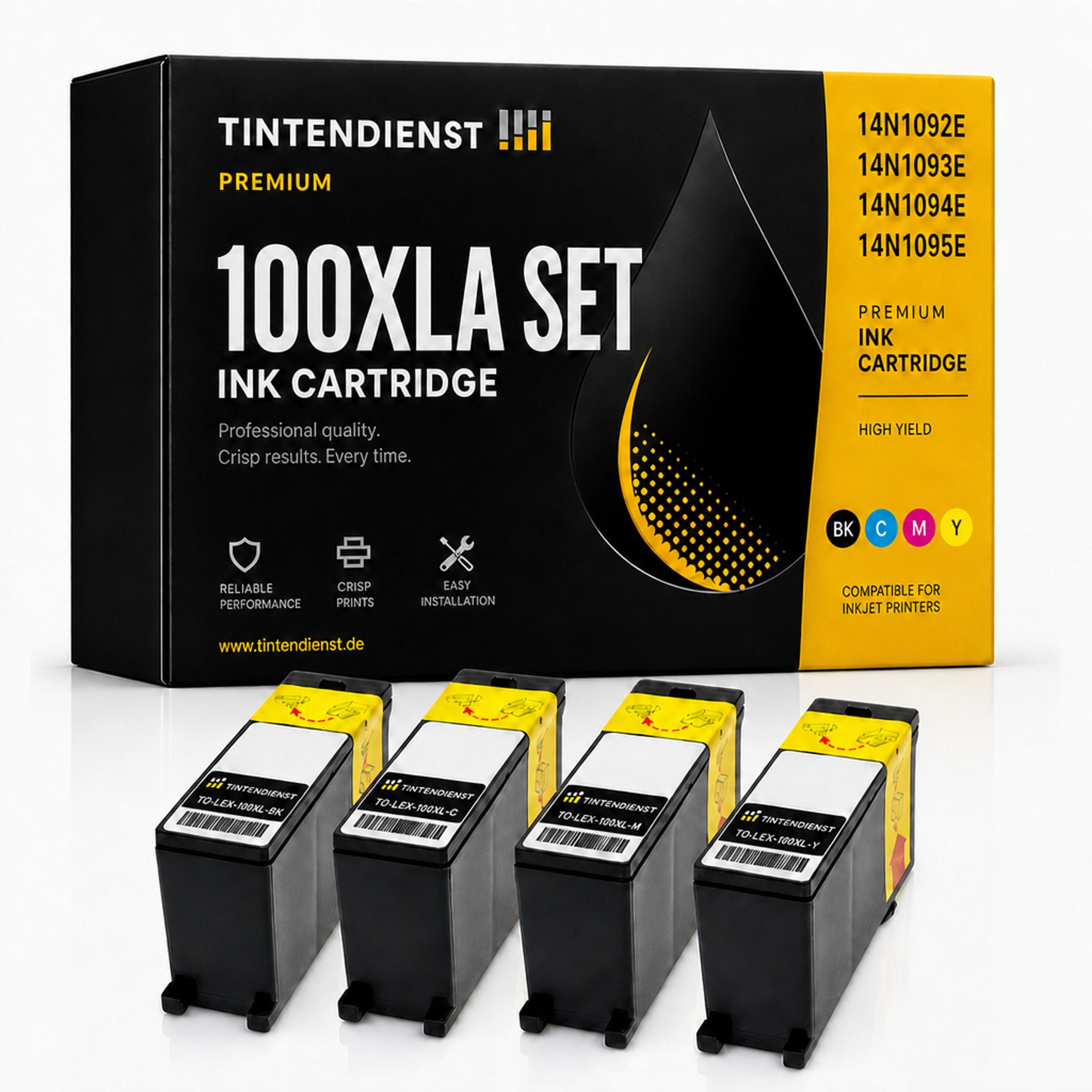 Set kompatibel zu Lexmark 14N1092E, 4 Patronen