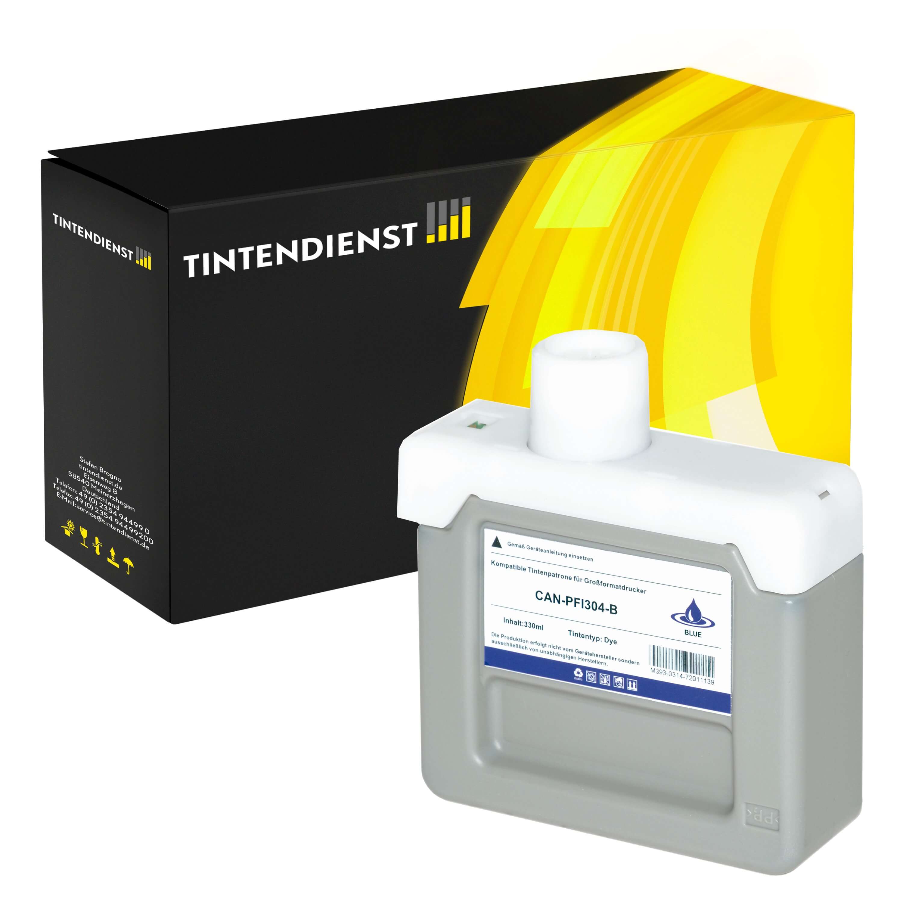 Tintendienst kompatibel für Canon Tintenpatrone 3857B005 / PFI-304B Blau