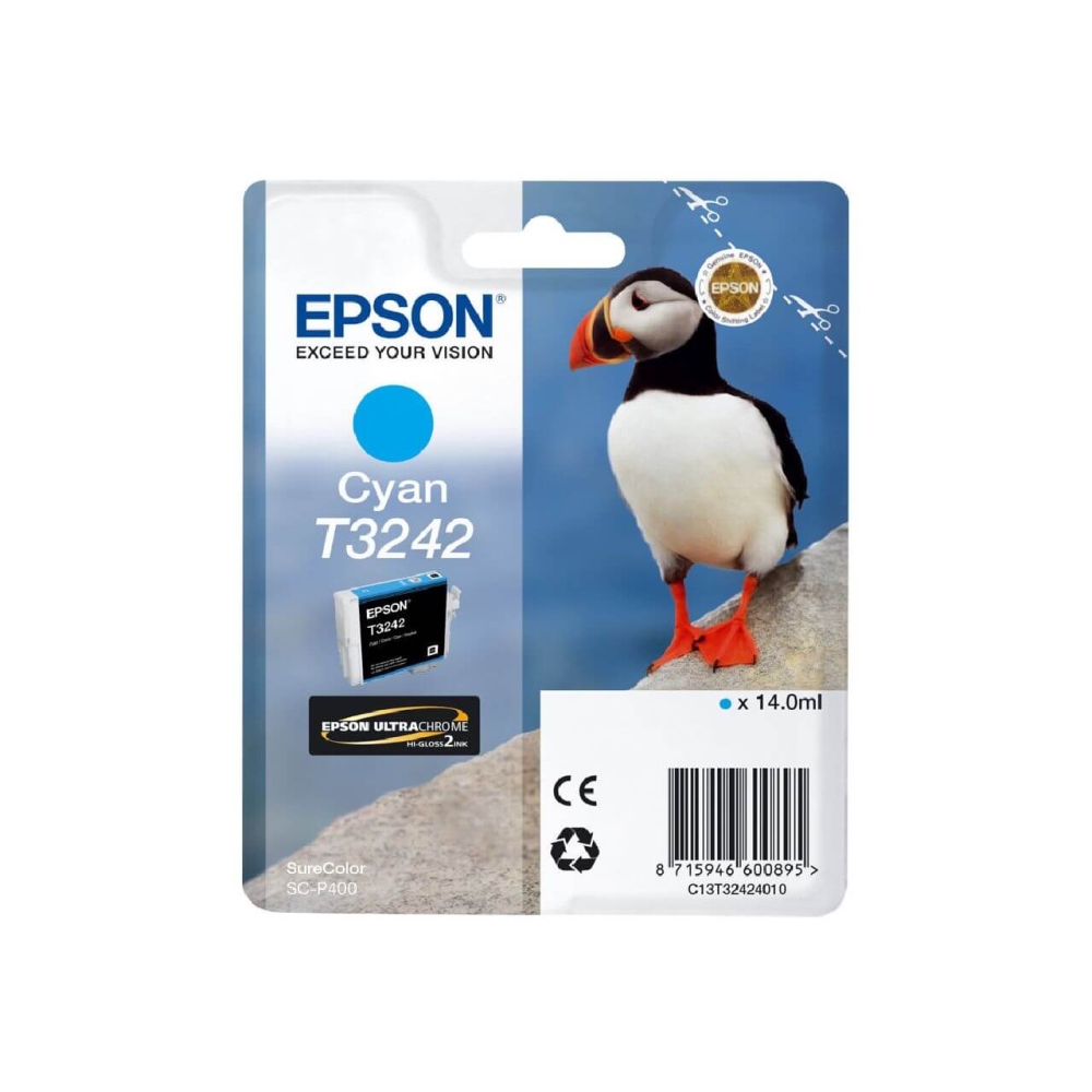 Original Epson Tintenpatrone C13T32424010 / T3242 Cyan