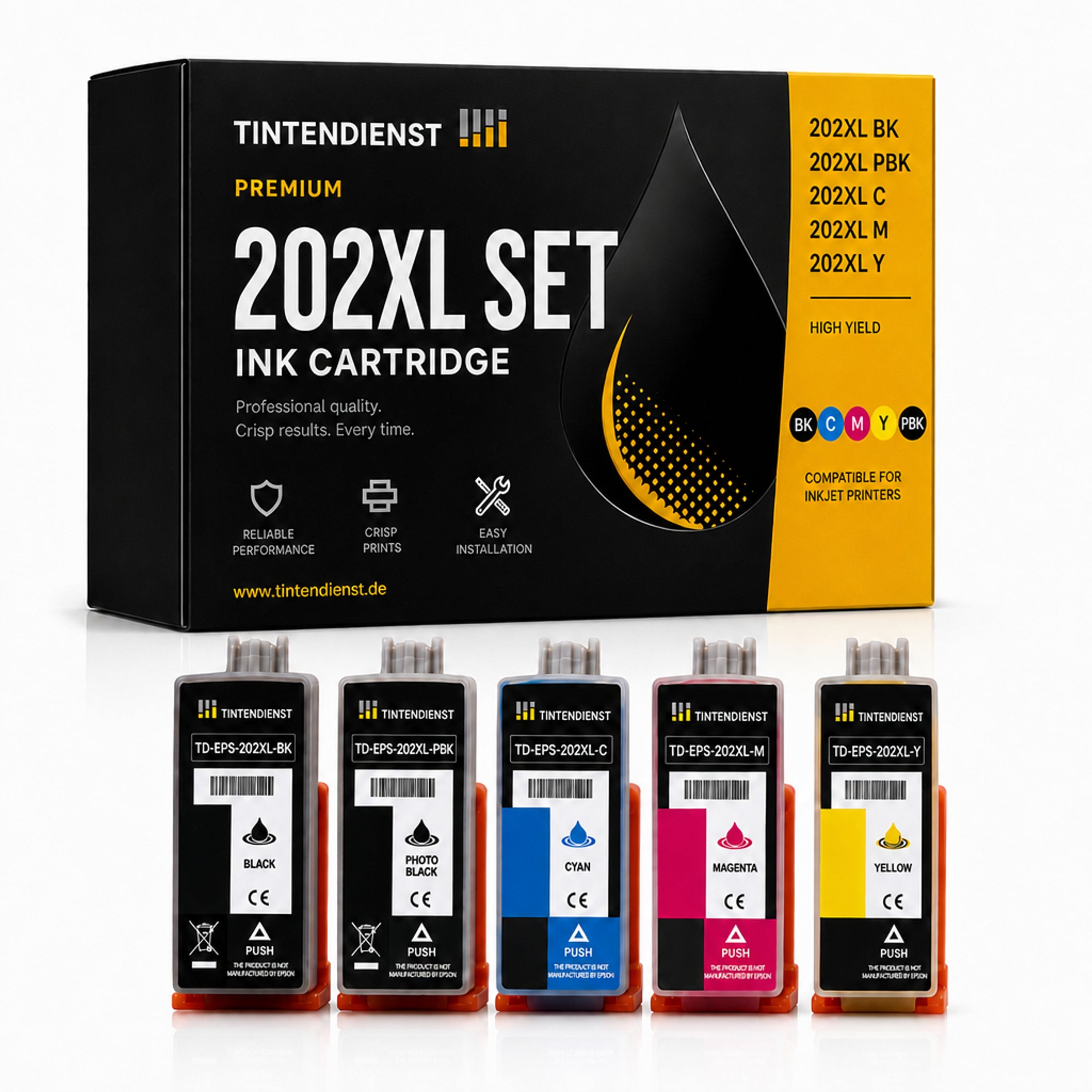 Set kompatibel zu Epson C13T02G14010 XL, 5 Patronen