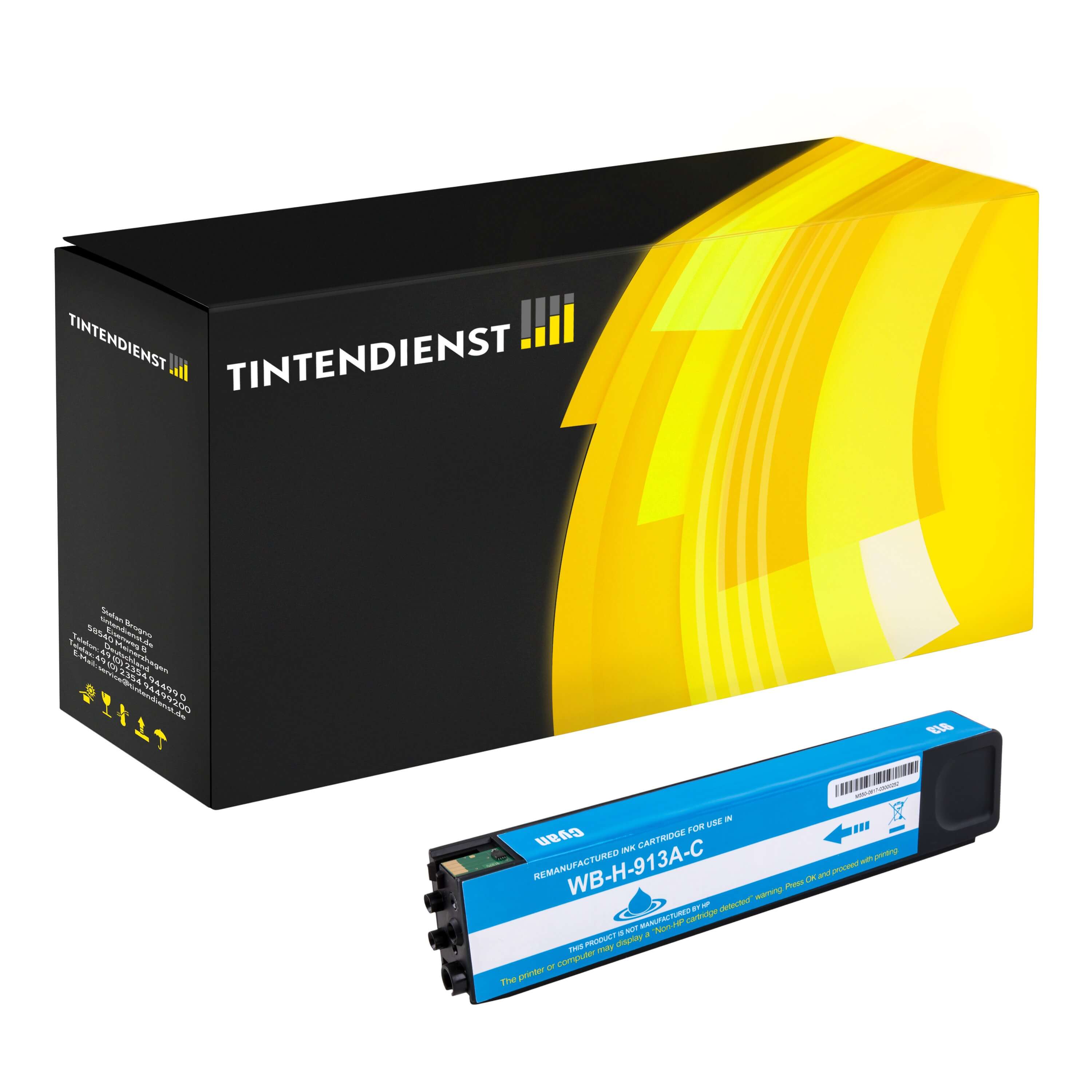 HP 913A Druckerpatrone (F6T77AE) cyan – Tintendienst kompatibel