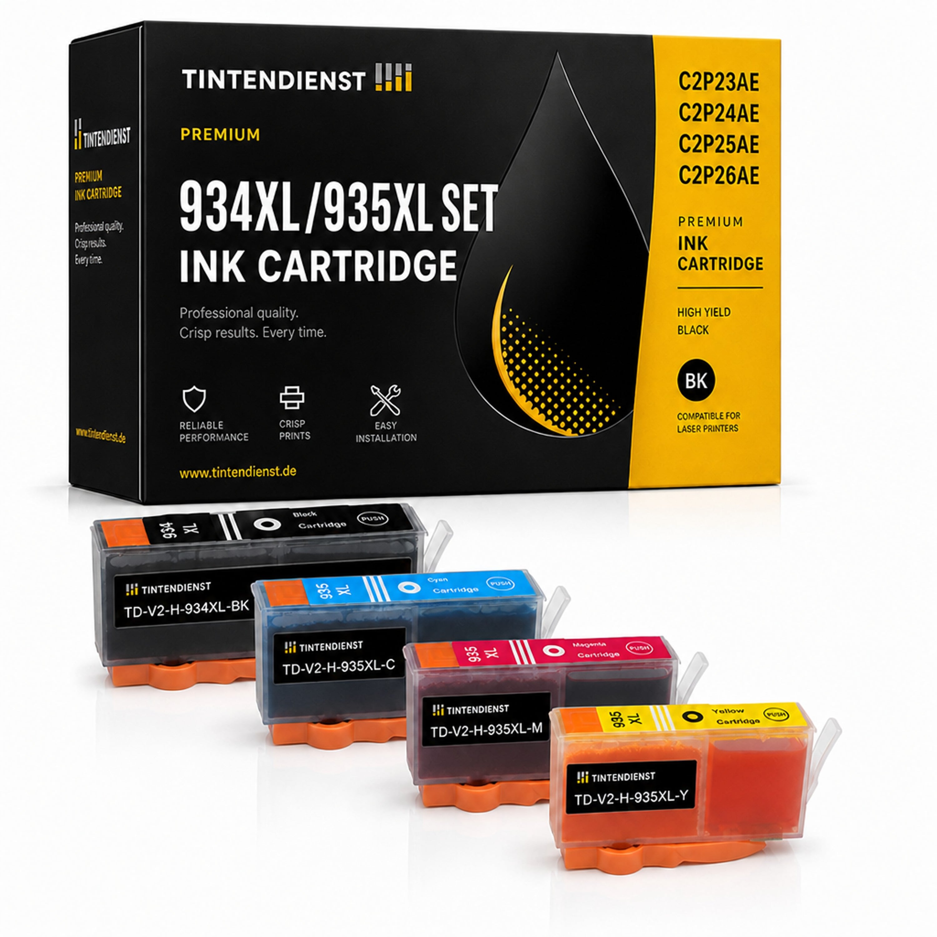Set kompatibel zu HP C2P23AE, 4 Patronen