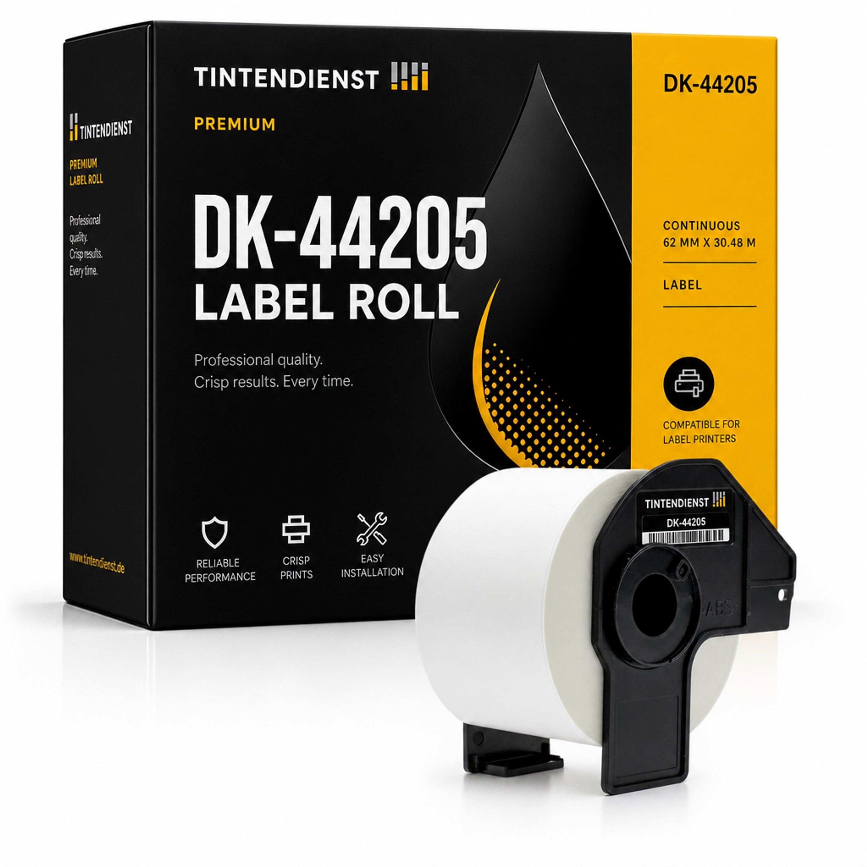 Etikett kompatibel zu Brother DK-44205, 62 mm x 30,48 m