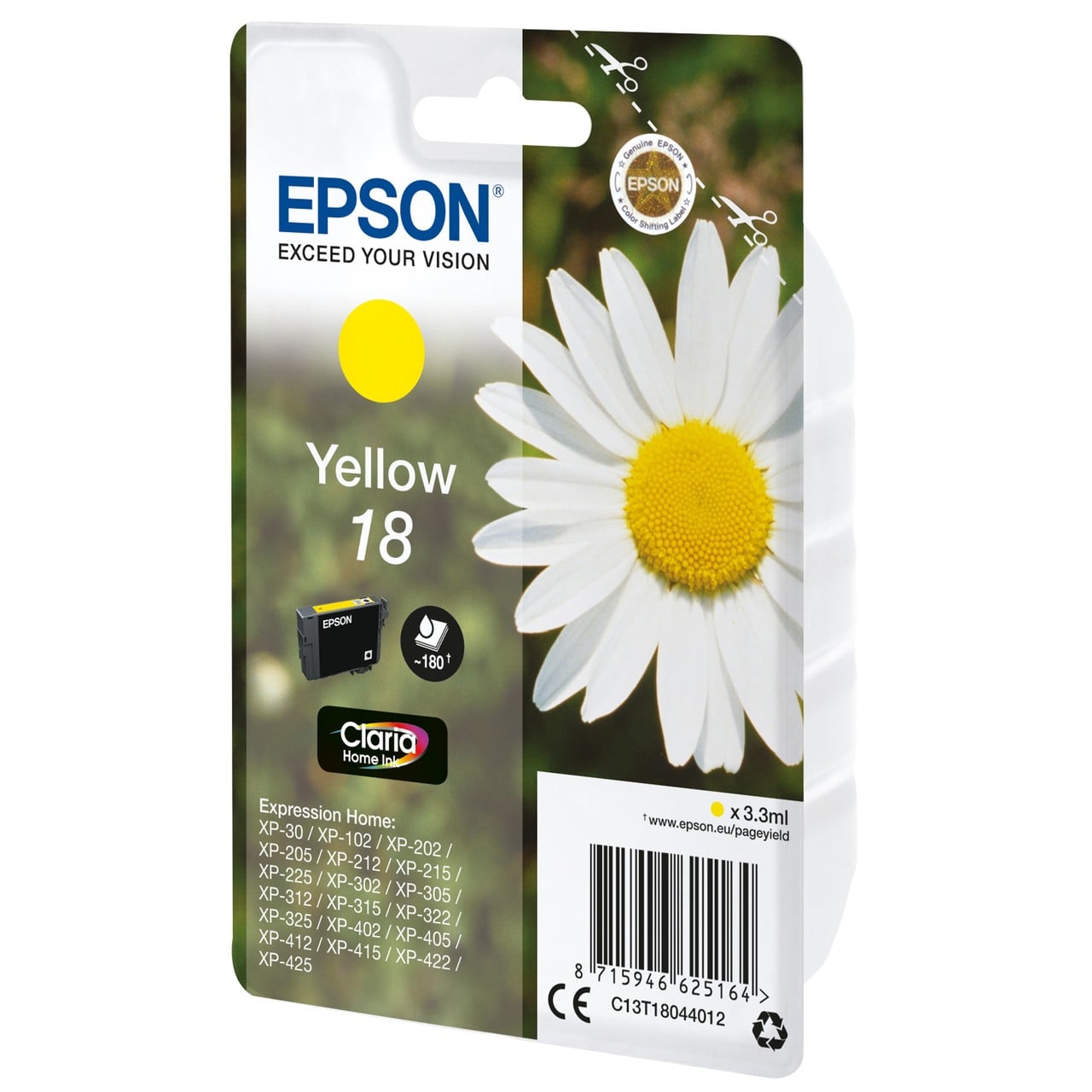 Epson 18 Druckerpatrone (C13T18044012) gelb – Original Epson