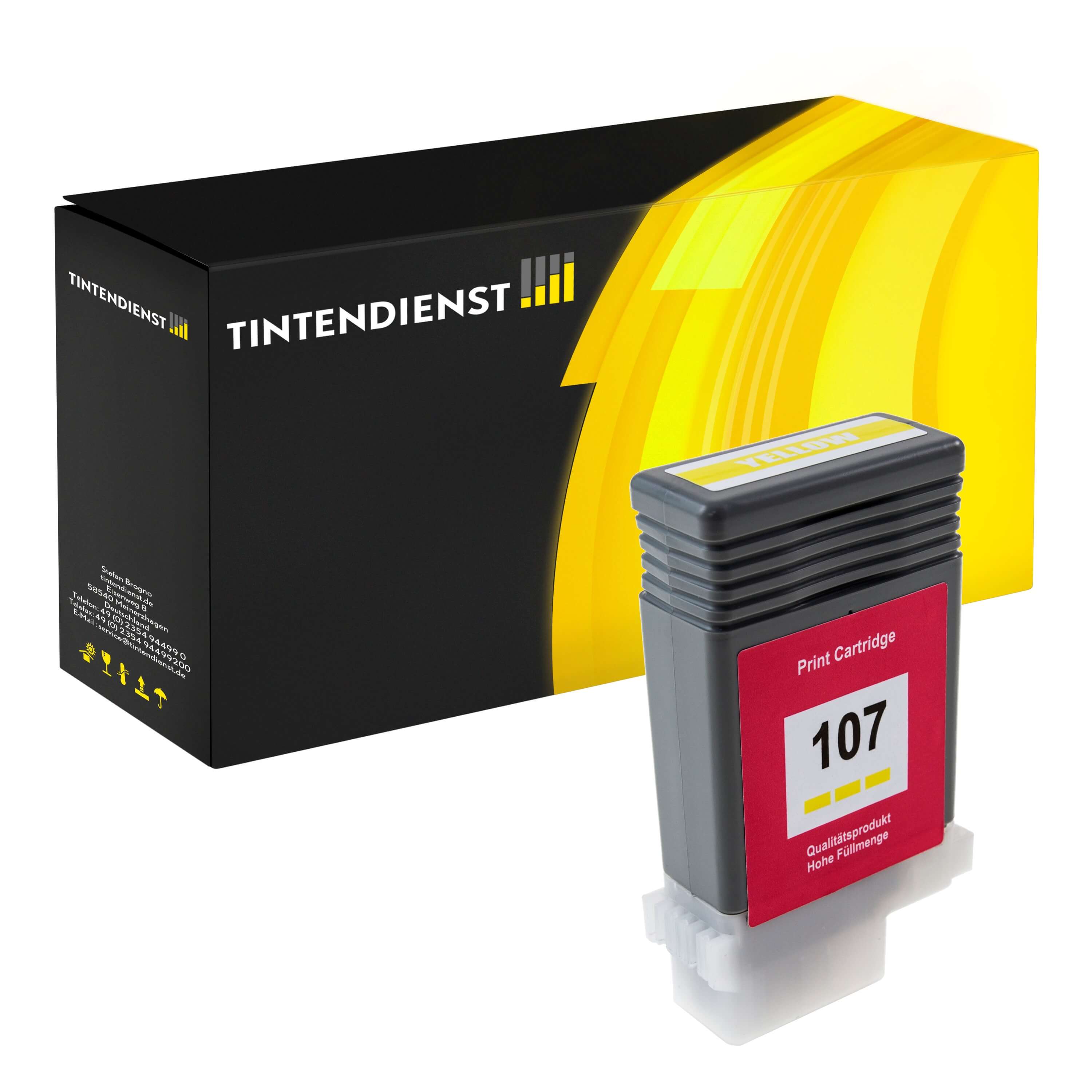Tintendienst kompatibel für Canon Tintenpatrone 6708B001 / PFI-107Y Gelb