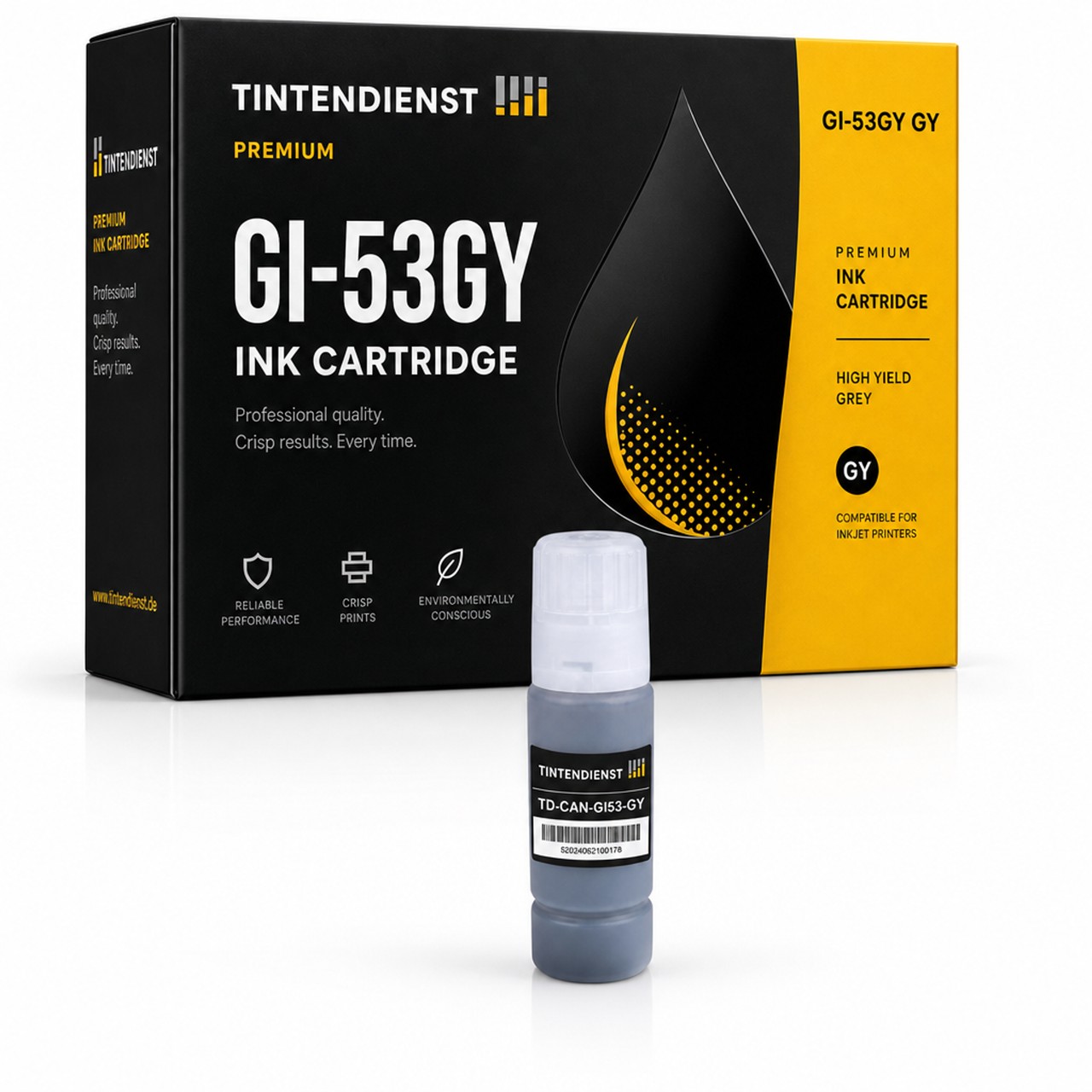 Tintendienst kompatibel für Canon Tintenpatrone 4708C001 / GI-53GY Grau
