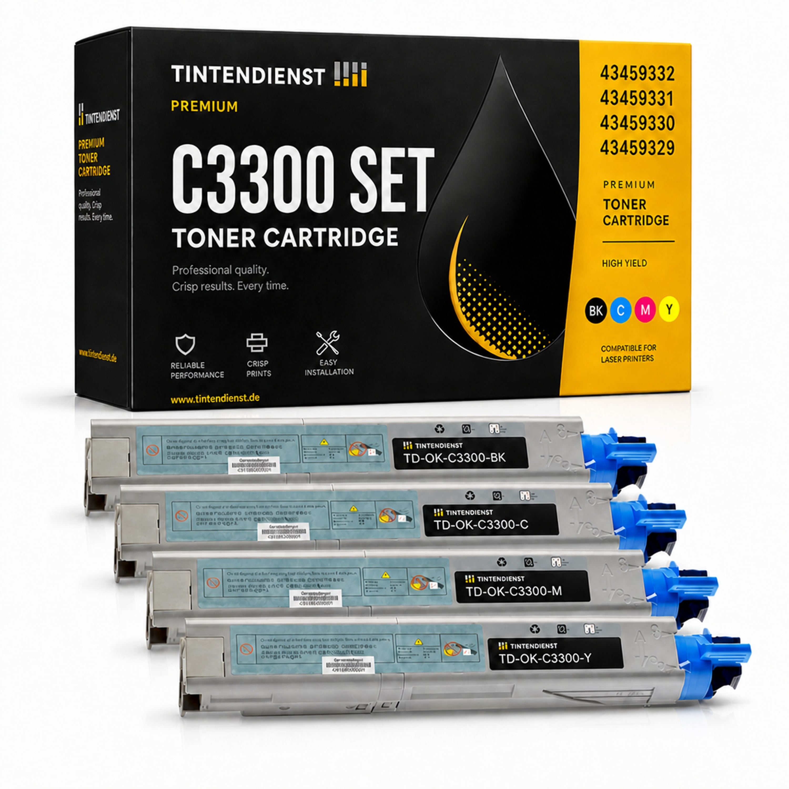 Set kompatibel zu OKI 43459332, 4 Toner