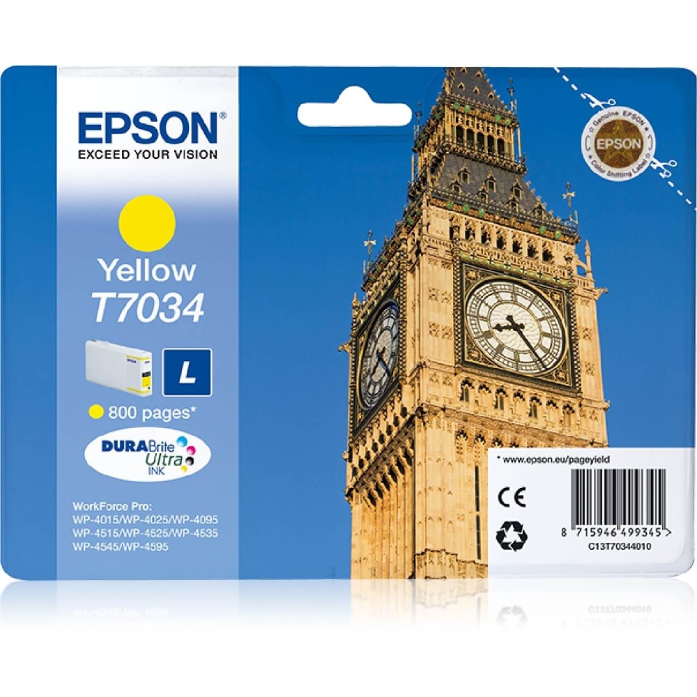 Original Epson Tintenpatrone C13T70344010 / T7034 Gelb