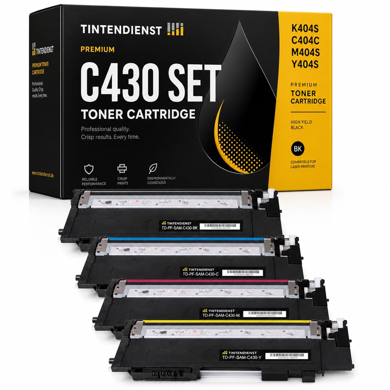 Samsung CLT-K404S/ELS Toner Multipack 4er (schwarz, cyan, magenta, gelb) – Tintendienst kompatibel