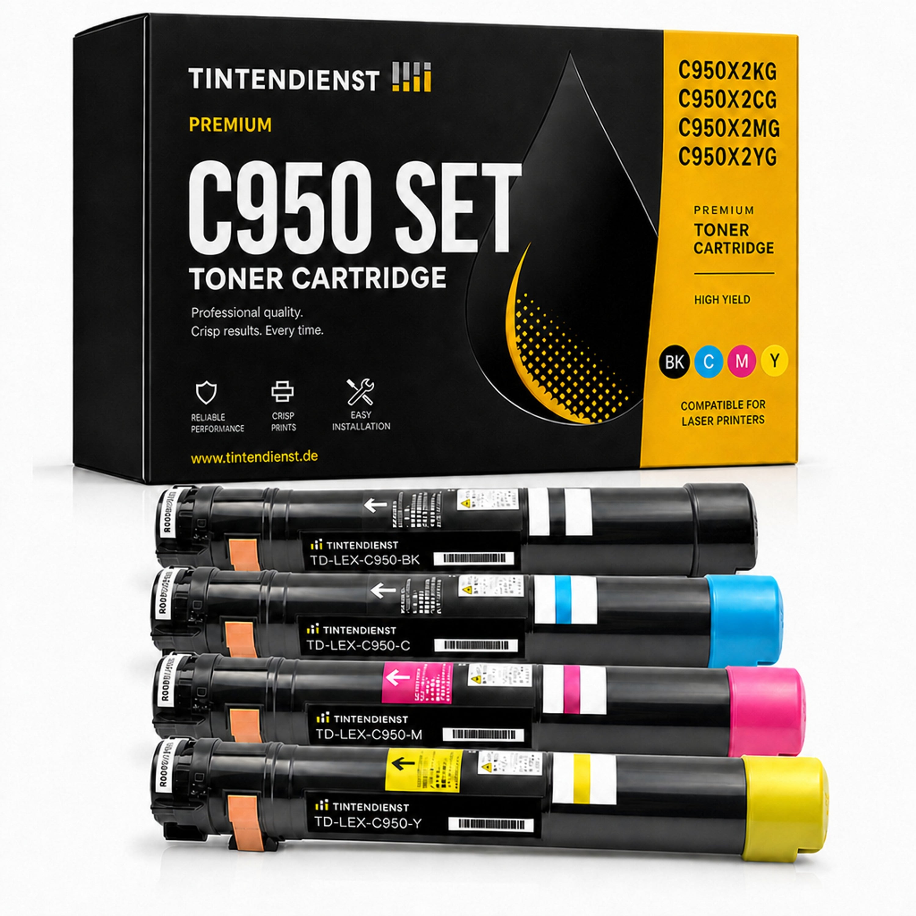 Set kompatibel zu Lexmark C950X2CG, 4 Toner