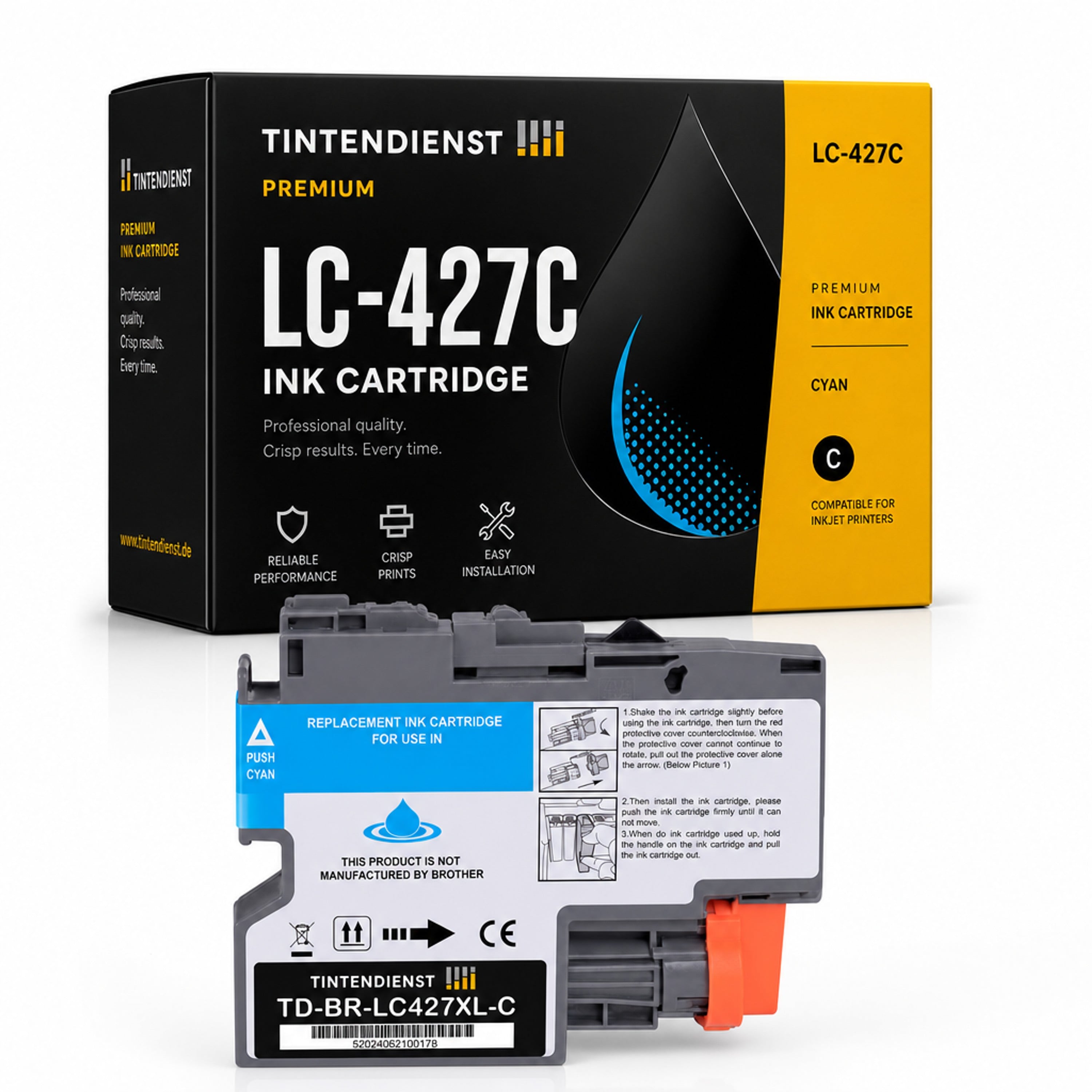 Druckerpatrone kompatibel zu Brother LC-427C XL, cyan
