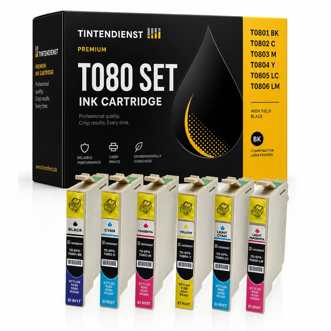 Epson T080 (C13T08014011) Druckerpatrone Multipack 6er – Tintendienst kompatibel