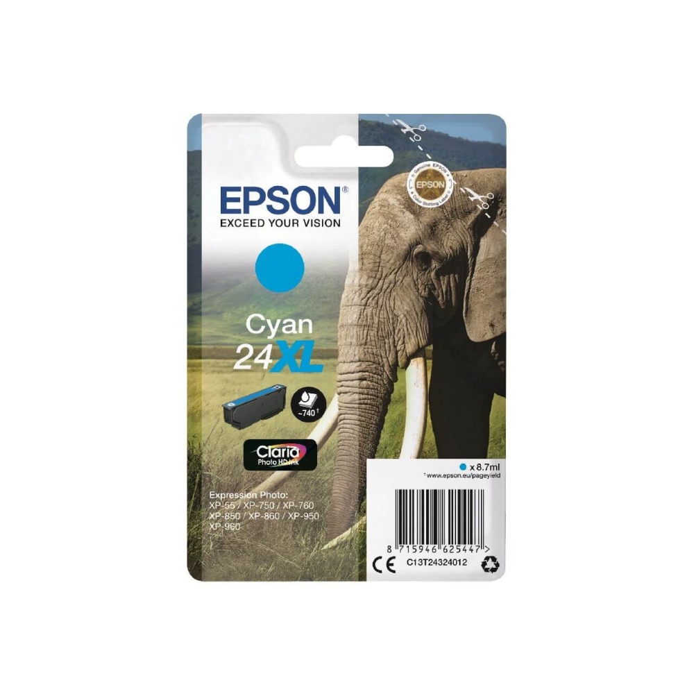 Original Epson Tintenpatrone C13T24324012 / 24XL Cyan