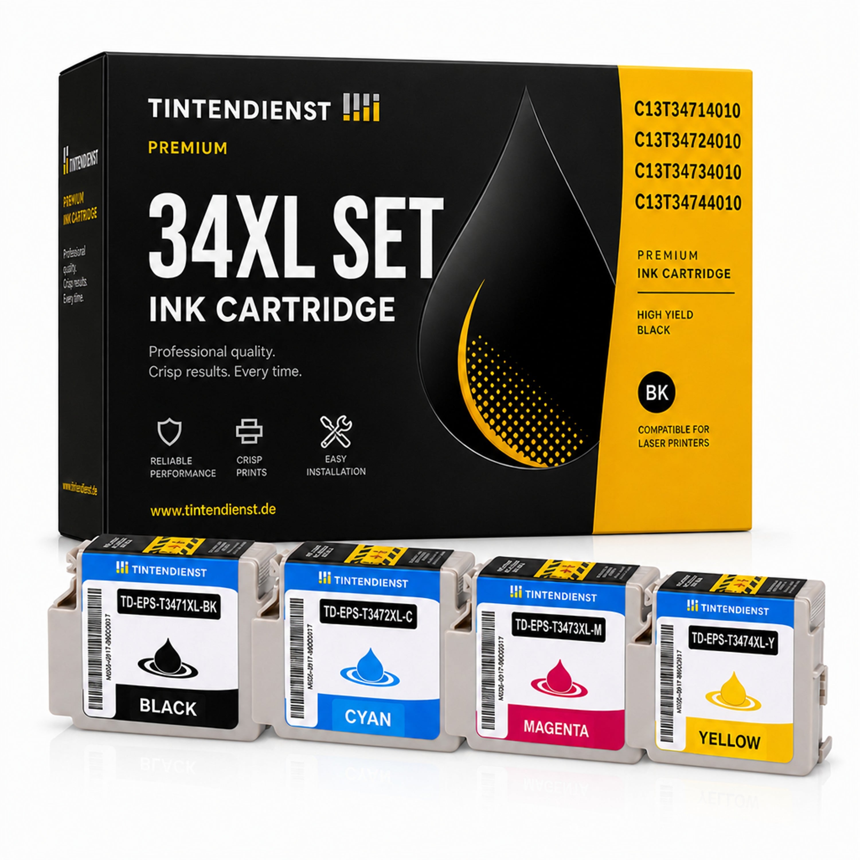 Set kompatibel zu Epson C13T34714010 XL, 4 Patronen