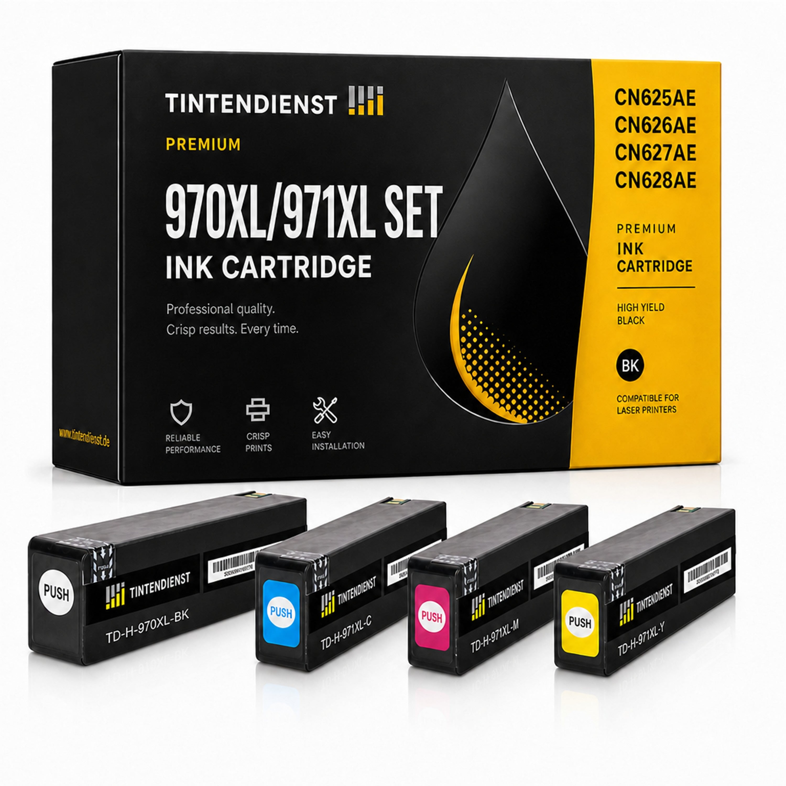Set kompatibel zu HP CN625AE, 4 Patronen