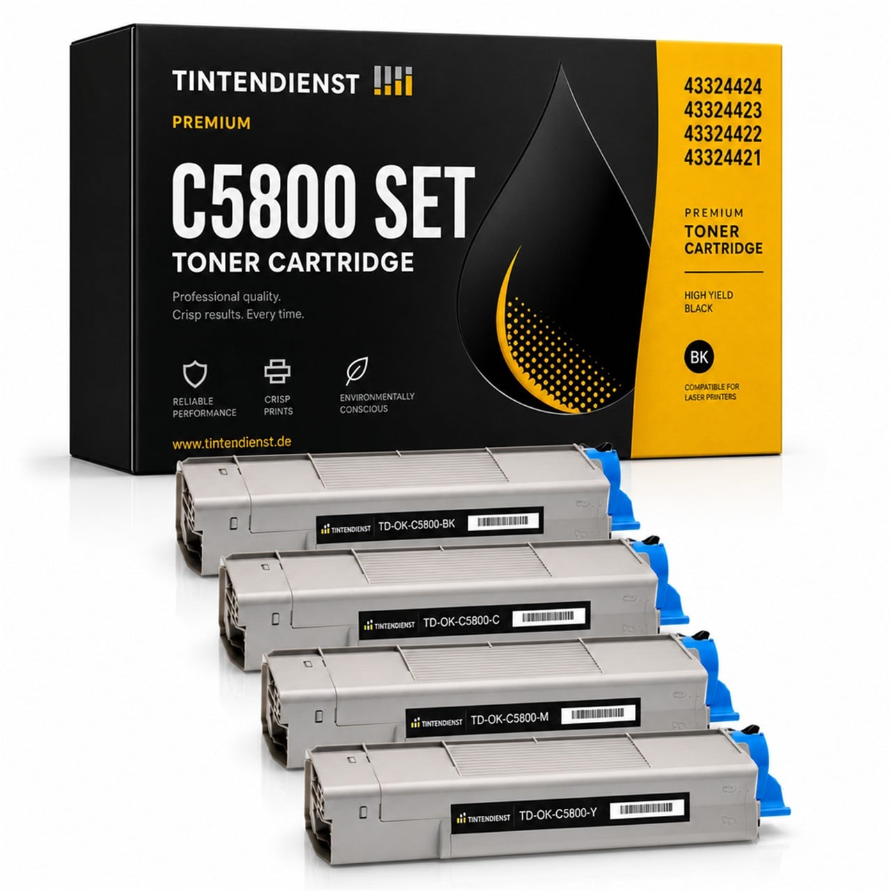 OKI 43324424 Toner Multipack 4er (schwarz, cyan, magenta, gelb) – Tintendienst kompatibel